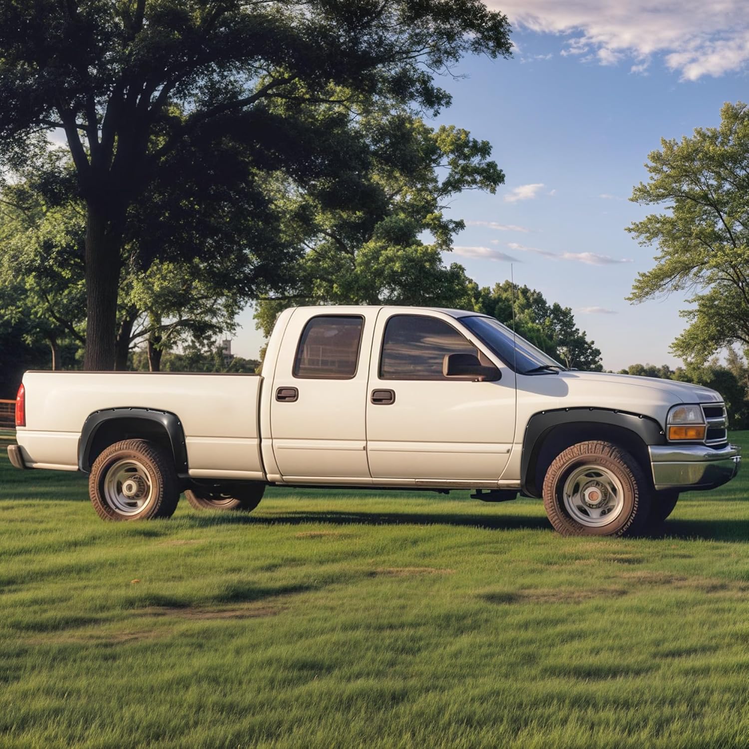 Side view of YITAMOTOR® Fender Flares Kit Compatible for 1999-2006 Chevy Silverado GMC Sierra (Incl. 2007 Classic Models), Textured Matte Black Finish Front Rear W