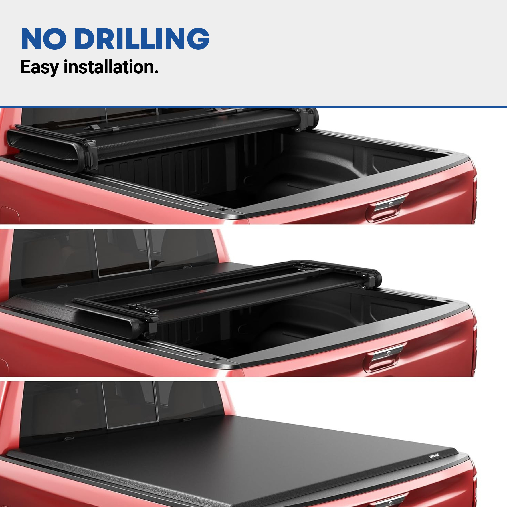 Side view of OEDRO 5ft Soft Tri-fold Truck Bed Tonneau Cover for 2019-2024 Ford Ranger
