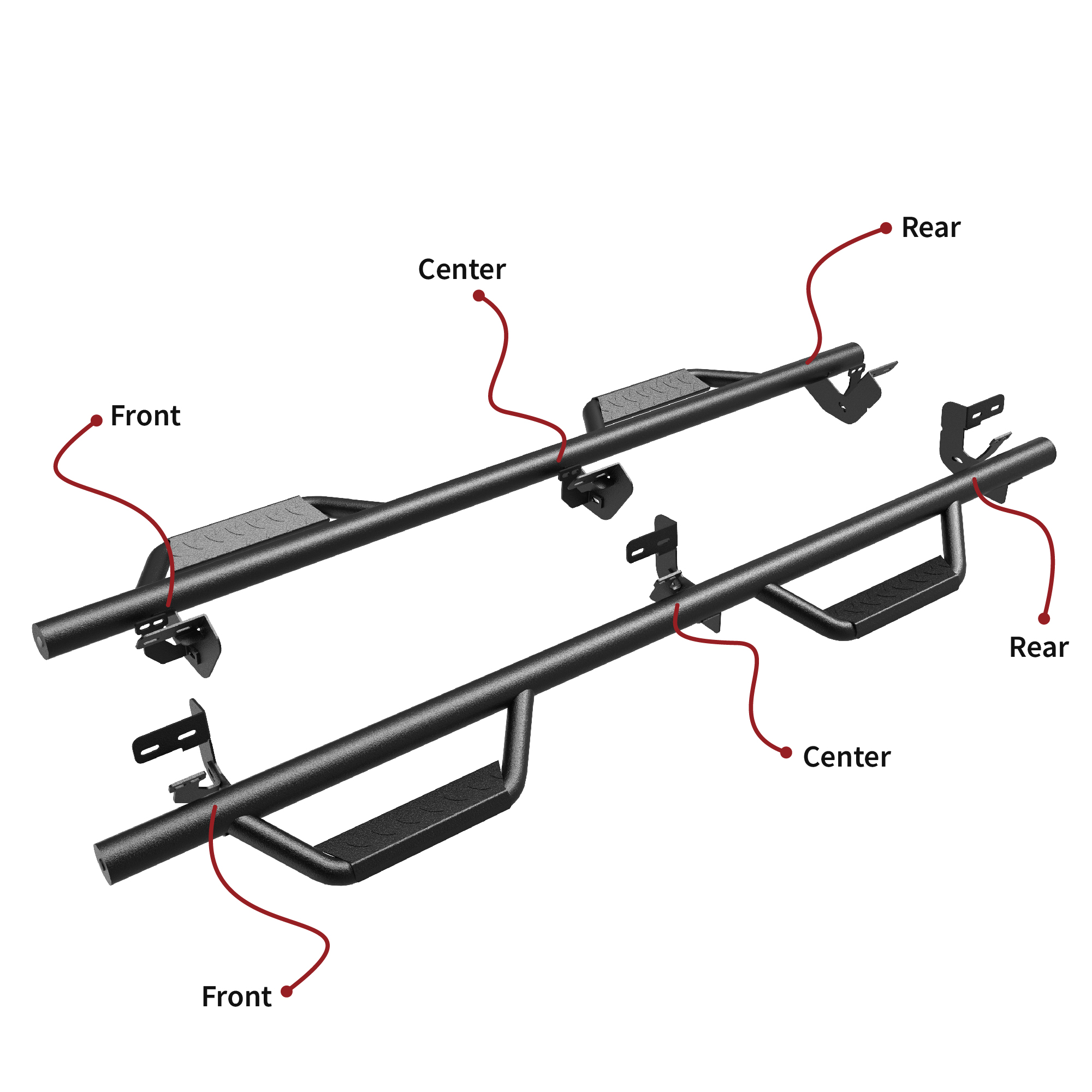 Side view of YITAMOTOR Drop Running Boards Compatible with 2009-2024 Ram 1500 & 2010-2026 Ram 2500/3500 Crew Cab | Textured Black