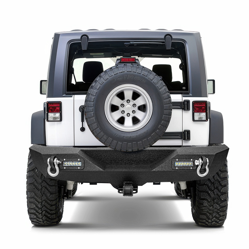 Side view of YITAMOTOR® 2007-2018 Jeep Wrangler JK and JK Unlimited Rear Bumper with LED Lights & 2"Hitch Receiver
