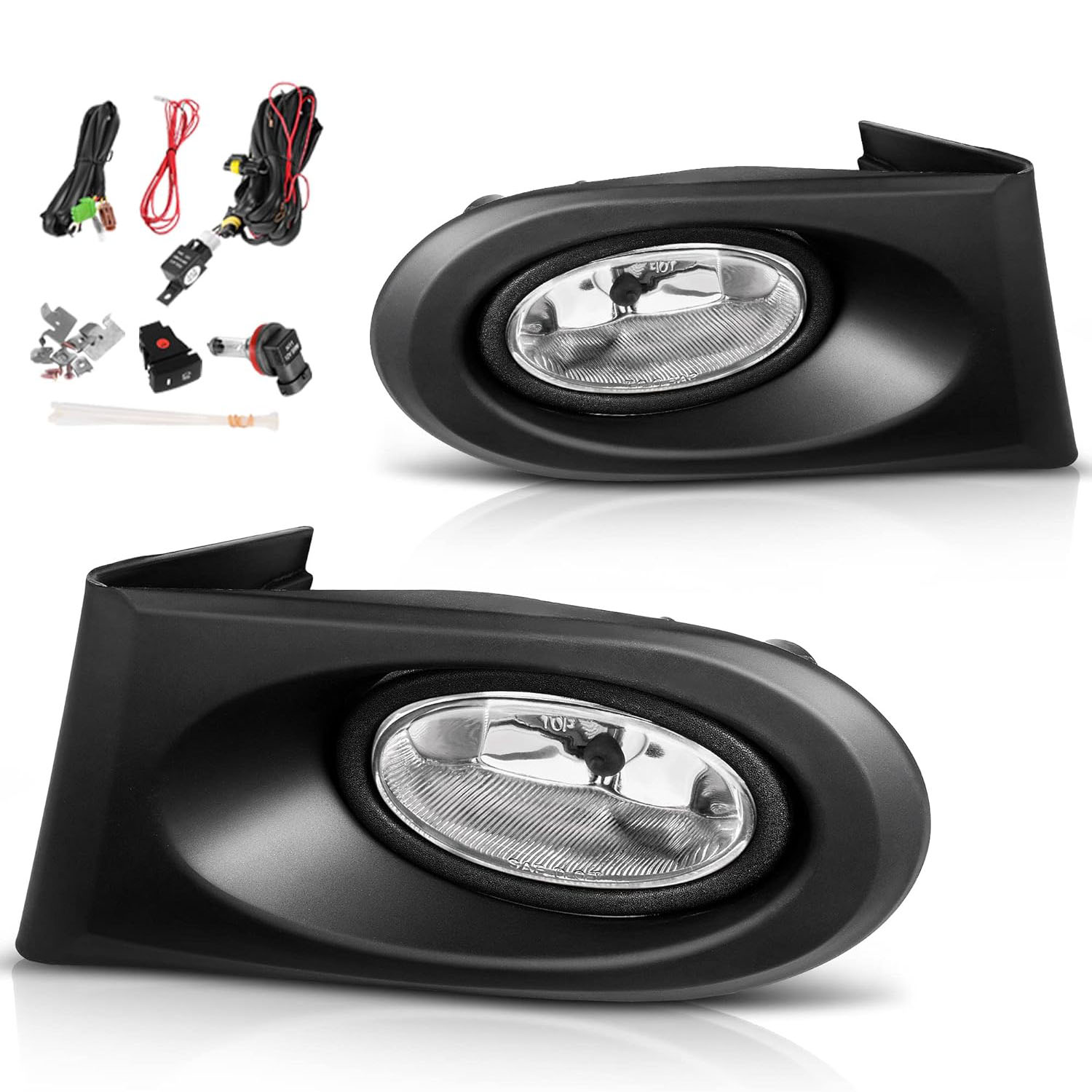 YITAMOTOR Fog Lights Compatible with 2002 2003 2004 Acura RSX 02-04 Fog Light Replacement,with 12V 55W H11 Bulbs,Wiring Harness and Switch Clear Lens