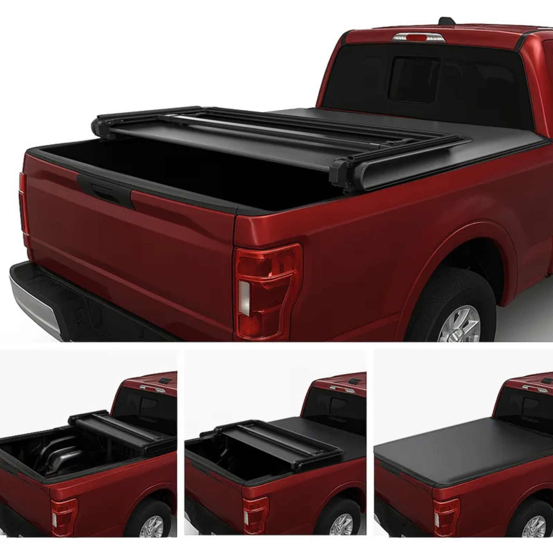 Side view of OEDRO 5ft Soft Tri-fold Truck Bed Tonneau Cover for 2019-2024 Ford Ranger