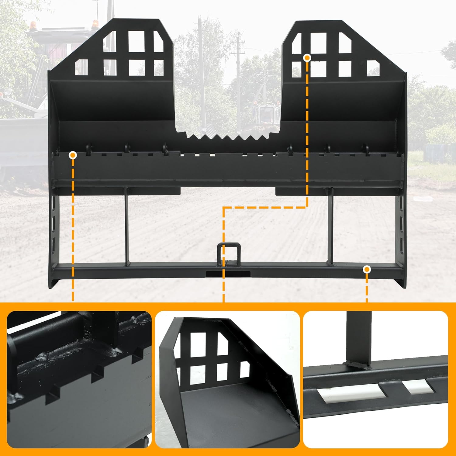 Side view of YITAMOR 45" Pallet Fork Frame - 48" 4000lb Forks | Fits Kubota/Bobcat QA