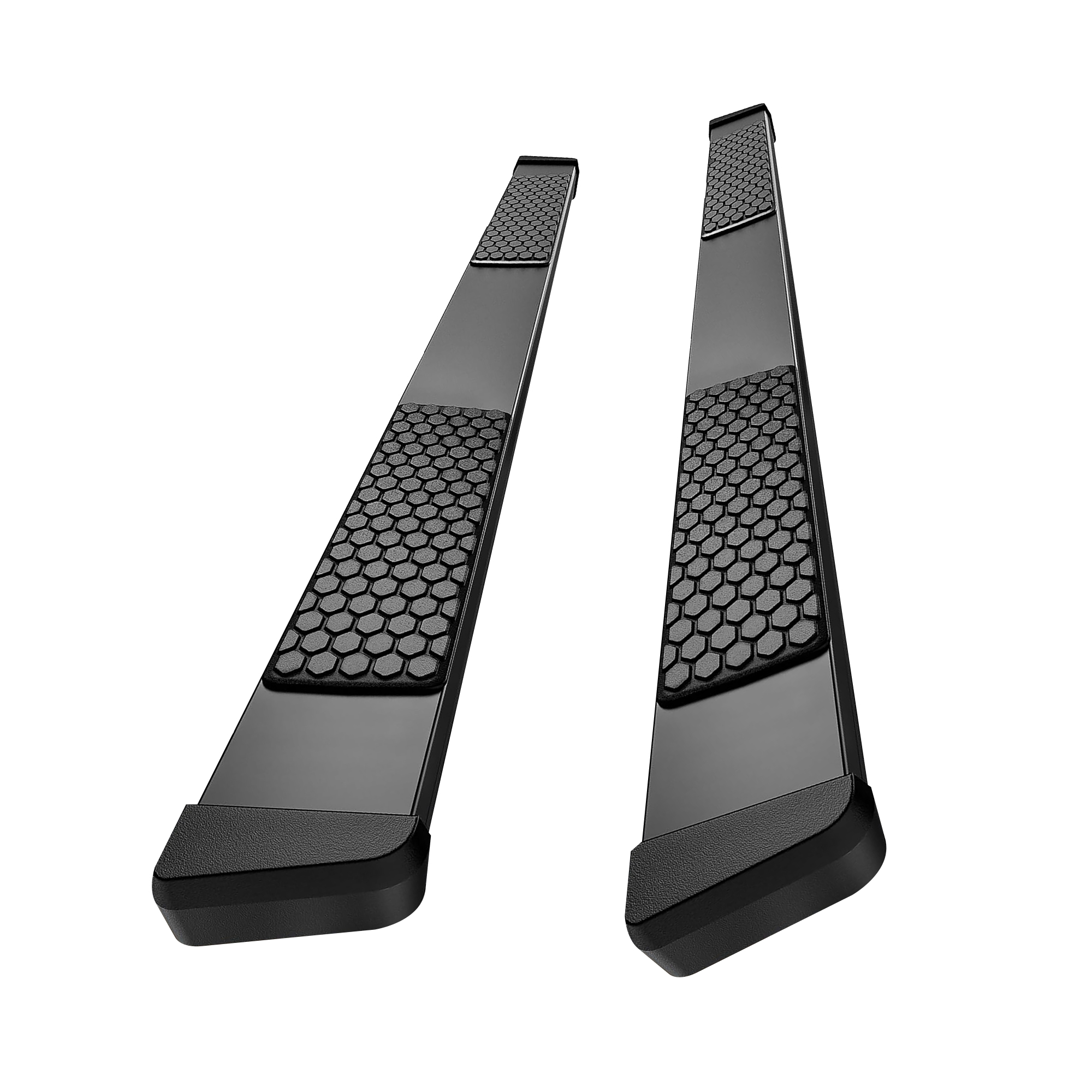 Running Boards Side Steps Compatible With 2009-2014 Ford F150 SuperCrew Cab - 4 Inch Dual-Stage Textured Black Powder Coated Step Bars