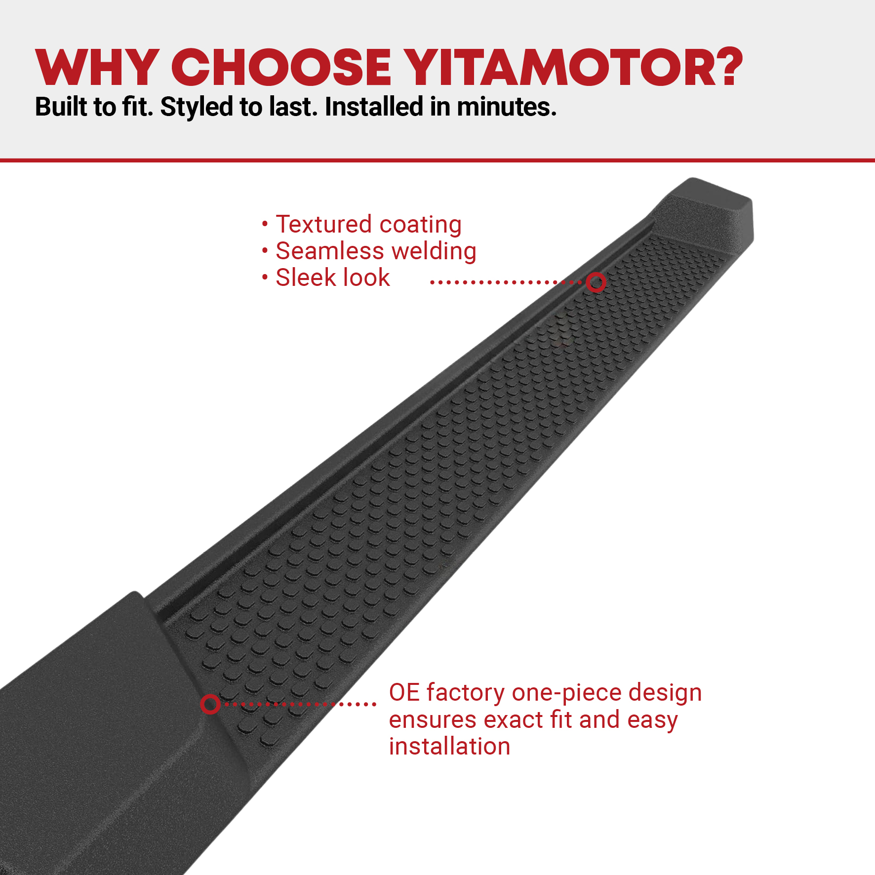 Side view of 6 inches OE Style Running Boards, Side Steps Compatible for 2018-2026 Jeep Wrangler JL 4-Door Black, Nerf Bars (Excl JK Model)