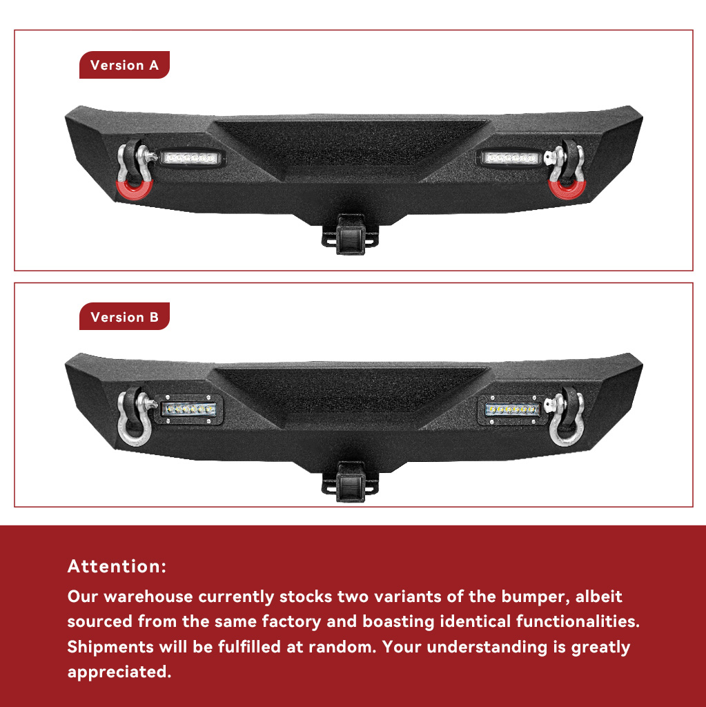 Side view of YITAMOTOR® 2007-2018 Jeep Wrangler JK and JK Unlimited Rear Bumper with LED Lights & 2"Hitch Receiver