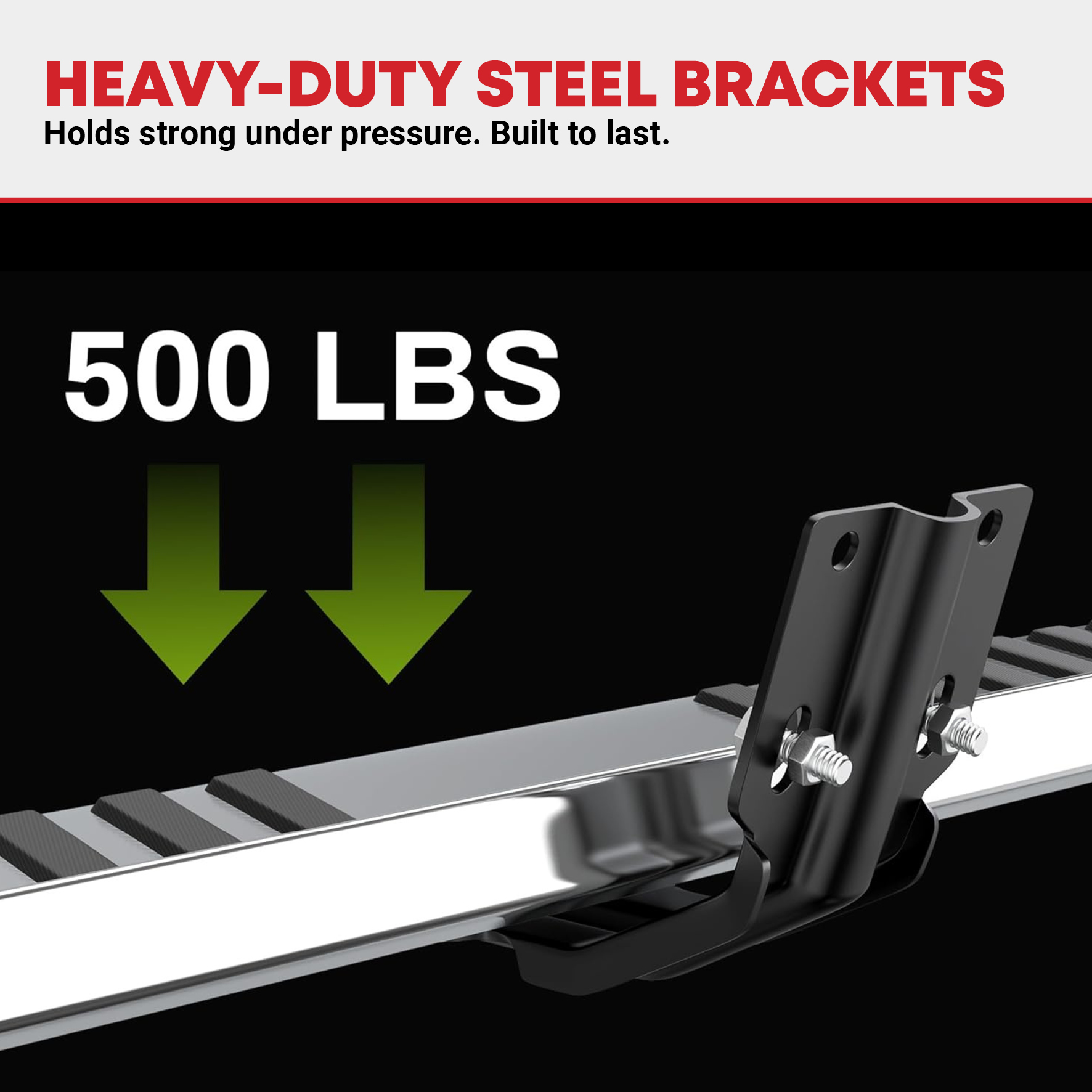 Side view of 6 Inches Running Boards Replacement for 1999-2016 Ford F250 F350 Super Duty Crew Cab, Side Steps Stainless Steel Nerf Bars