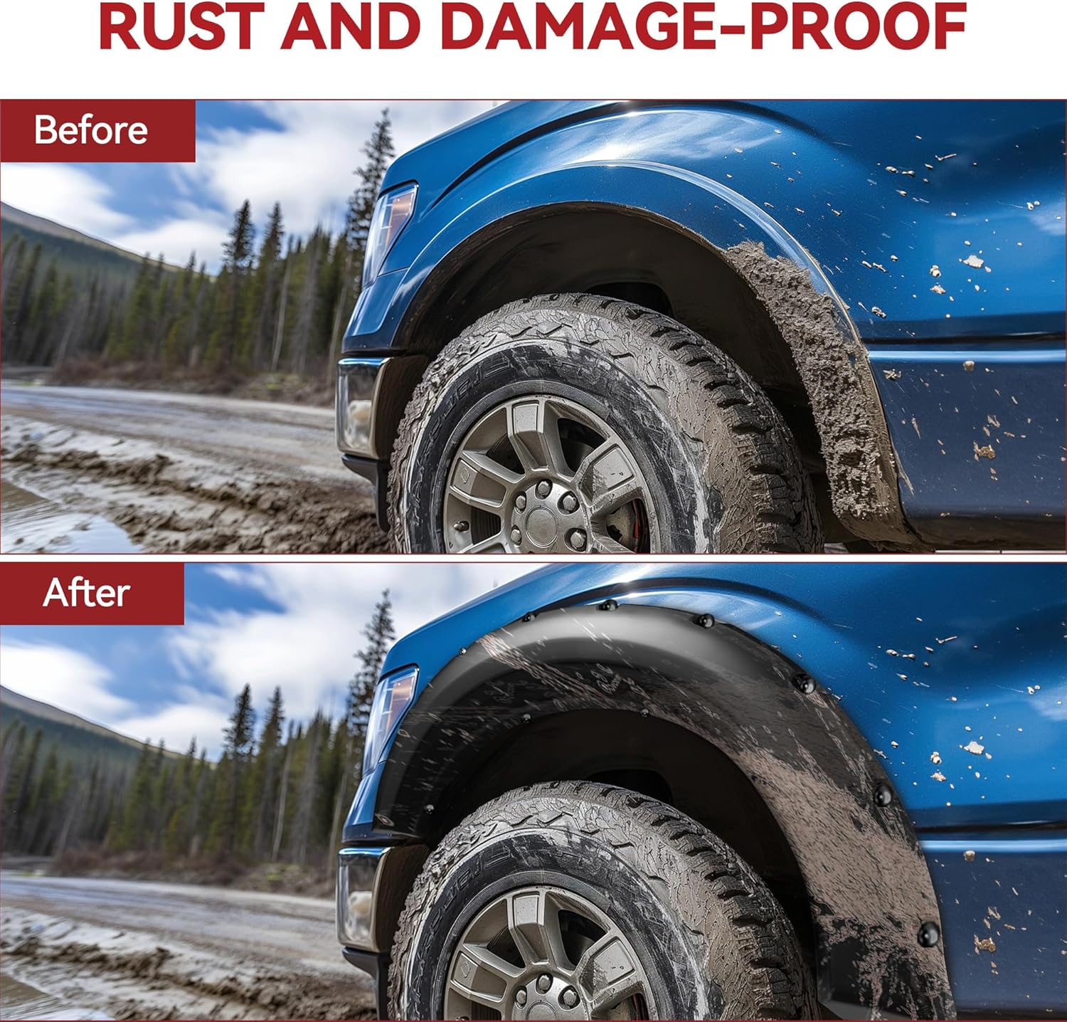 Side view of YITAMOTOR® 2019-2024 Dodge Ram 1500 Double & Crew Cab (Excludes Rebel) Fender Flares