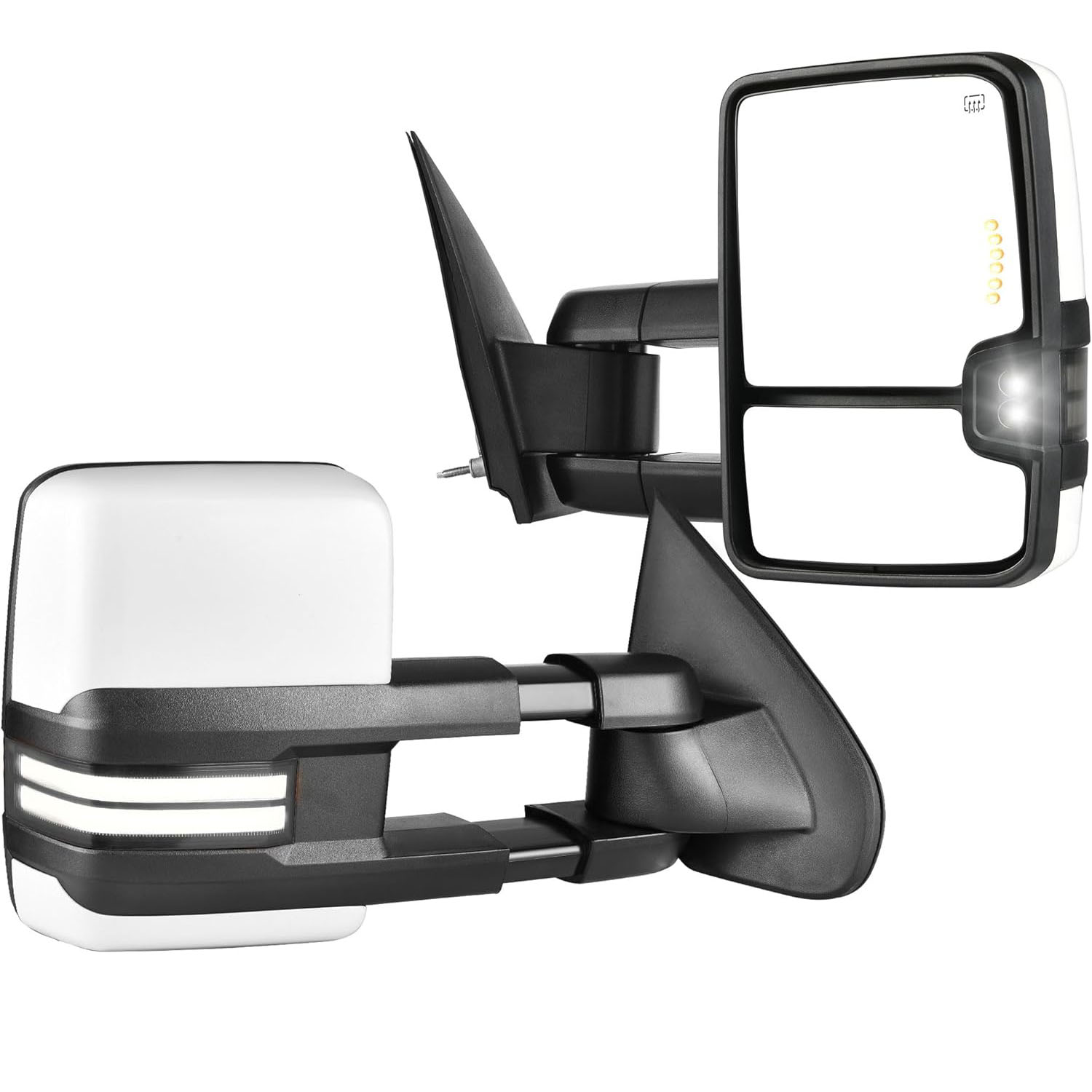 YITAMOTOR Towing Mirrors - 2014-2019 Silverado/Sierra 1500-3500 HD | Power Heated, White LED Switchback