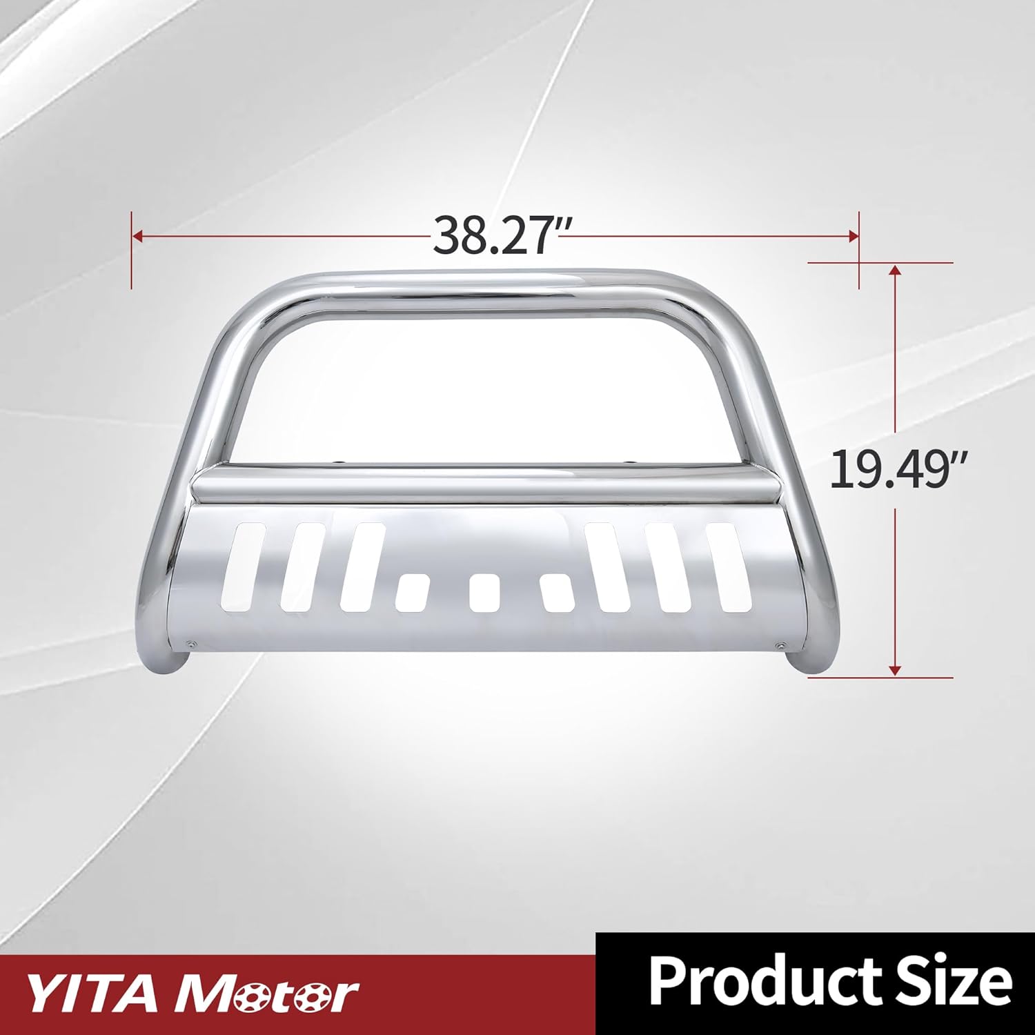Side view of YITAMOTOR® Bull Bar Chrome for 04-23 Ford F150, 03-17 Expedition Stainless 3'' Push Front Bumper Grille Guard