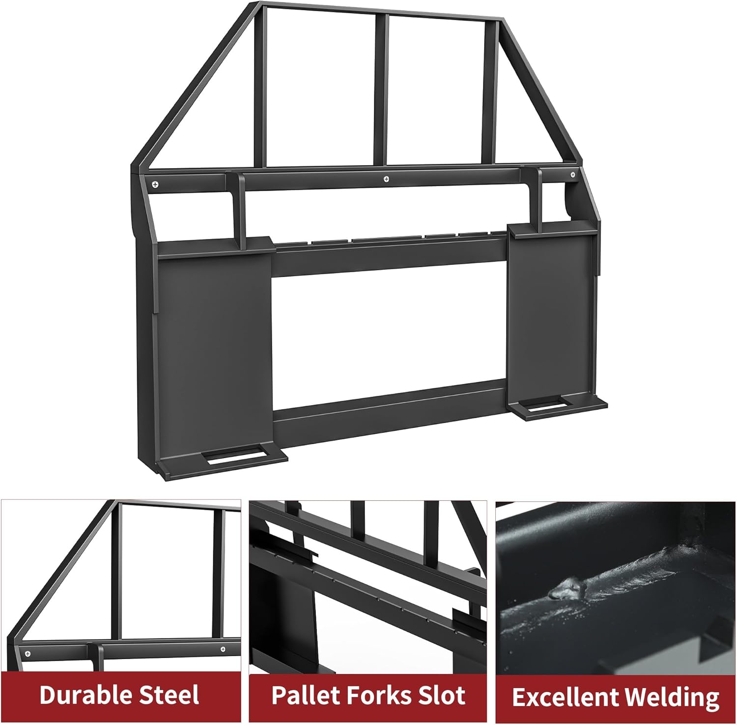 Side view of YITAMOR 4000lb Skid Steer Pallet Forks - 45" Frame w/ 48" Blades | QA