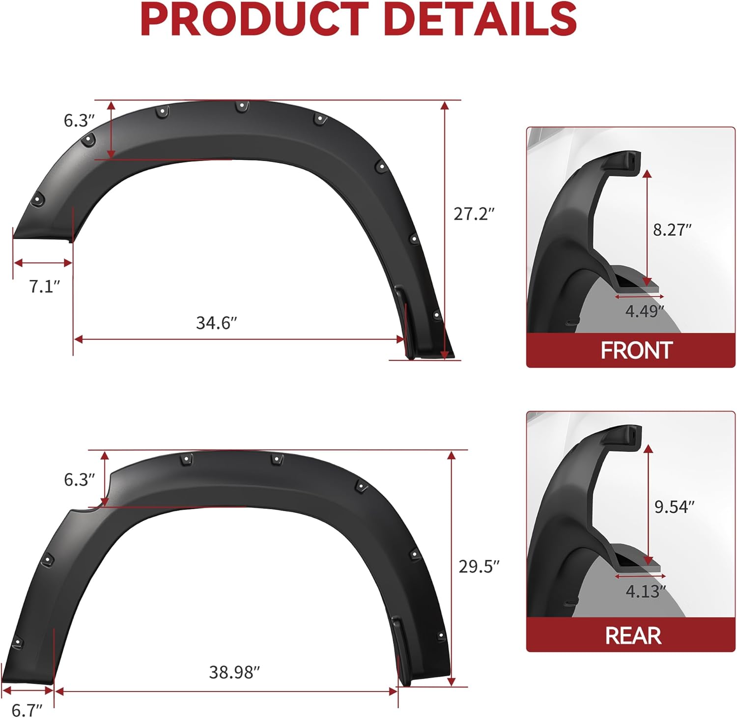 Side view of YITAMOTOR® 2019-2024 Dodge Ram 1500 Double & Crew Cab (Excludes Rebel) Fender Flares