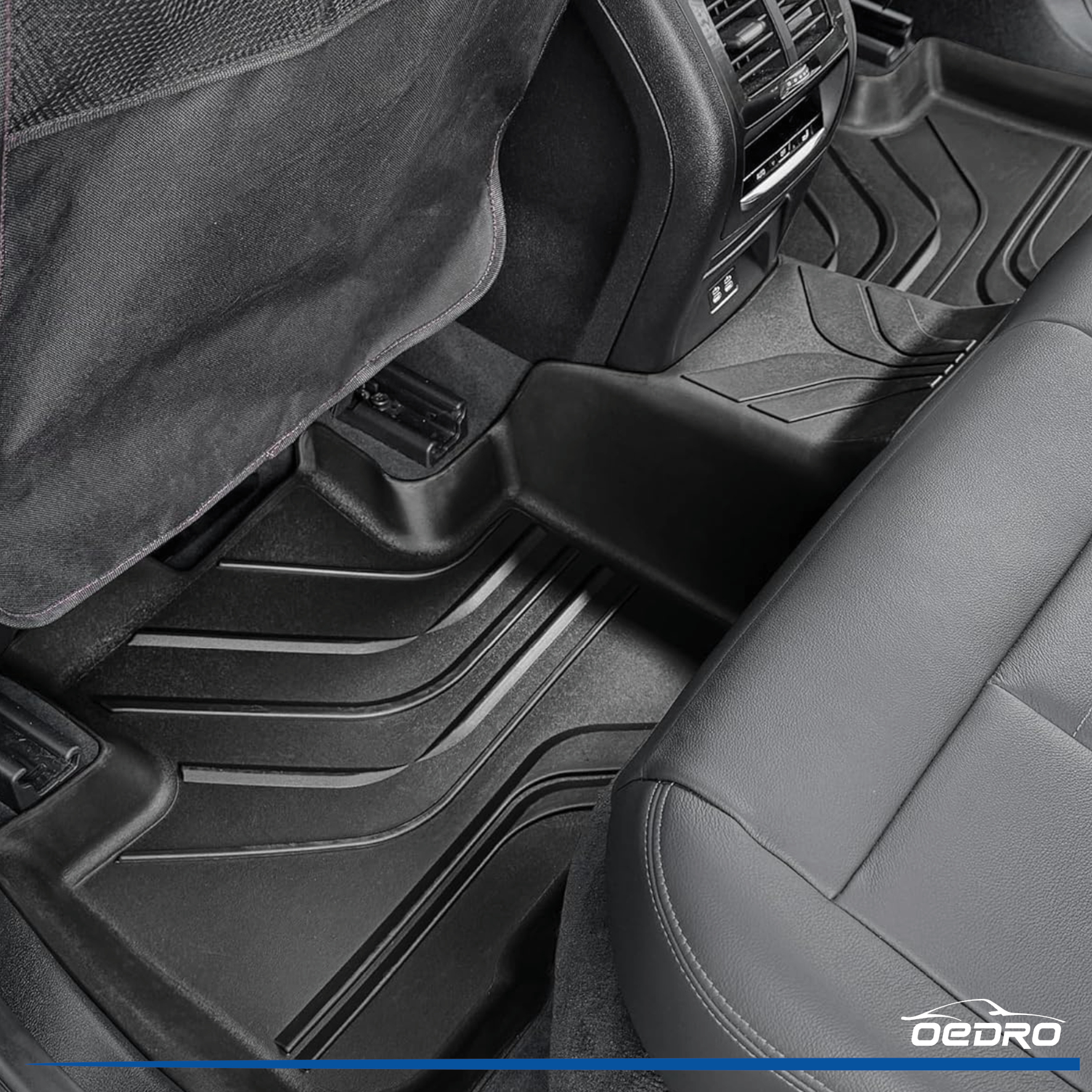 Side view of OEDRO Floor Mats for 2025 Toyota Camry (Including Hybrid), Unique Black TPE All-Weather Guard Full Set Liners