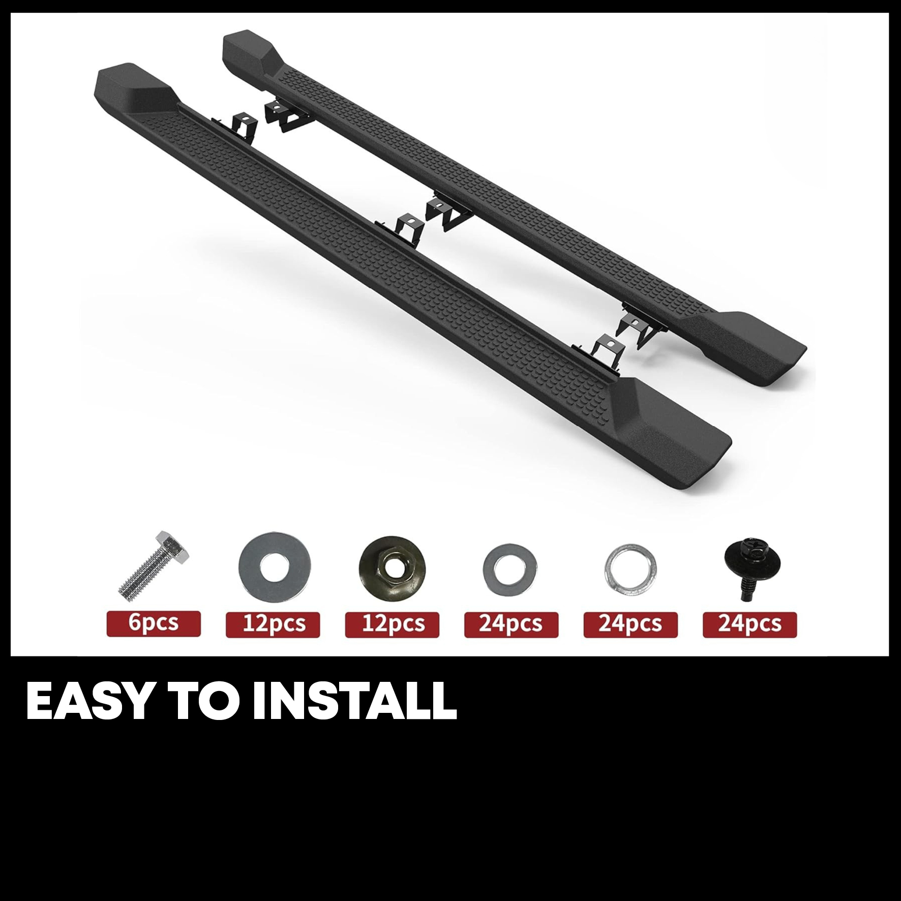 Side view of 6 inches OE Style Running Boards, Side Steps Compatible for 2018-2026 Jeep Wrangler JL 4-Door Black, Nerf Bars (Excl JK Model)