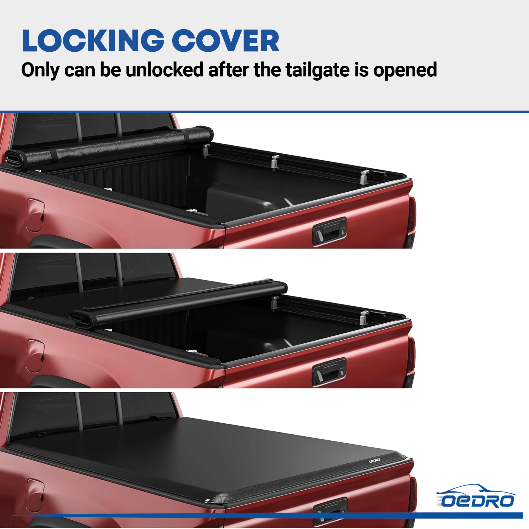 Side view of OEDRO Soft Roll Up Truck Bed Tonneau Cover Compatible with 2019-2026 Chevy Silverado 1500 / GMC Sierra 1500 New Body Style