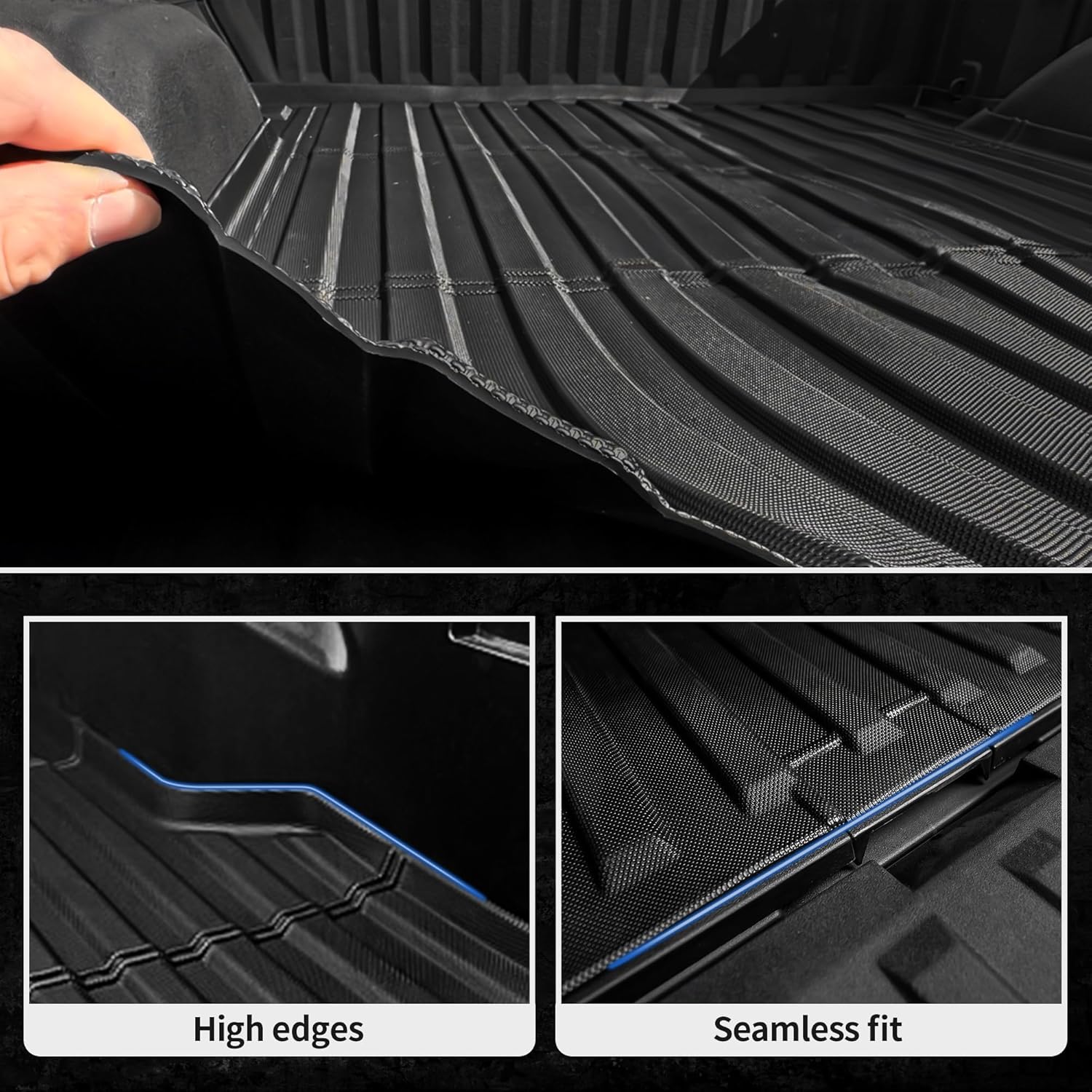 Side view of YITAMOTOR Heavy-Duty Bed Mat for 2023-2026 Chevy Colorado/GMC Canyon 5FT – TPE All-Weather Protection