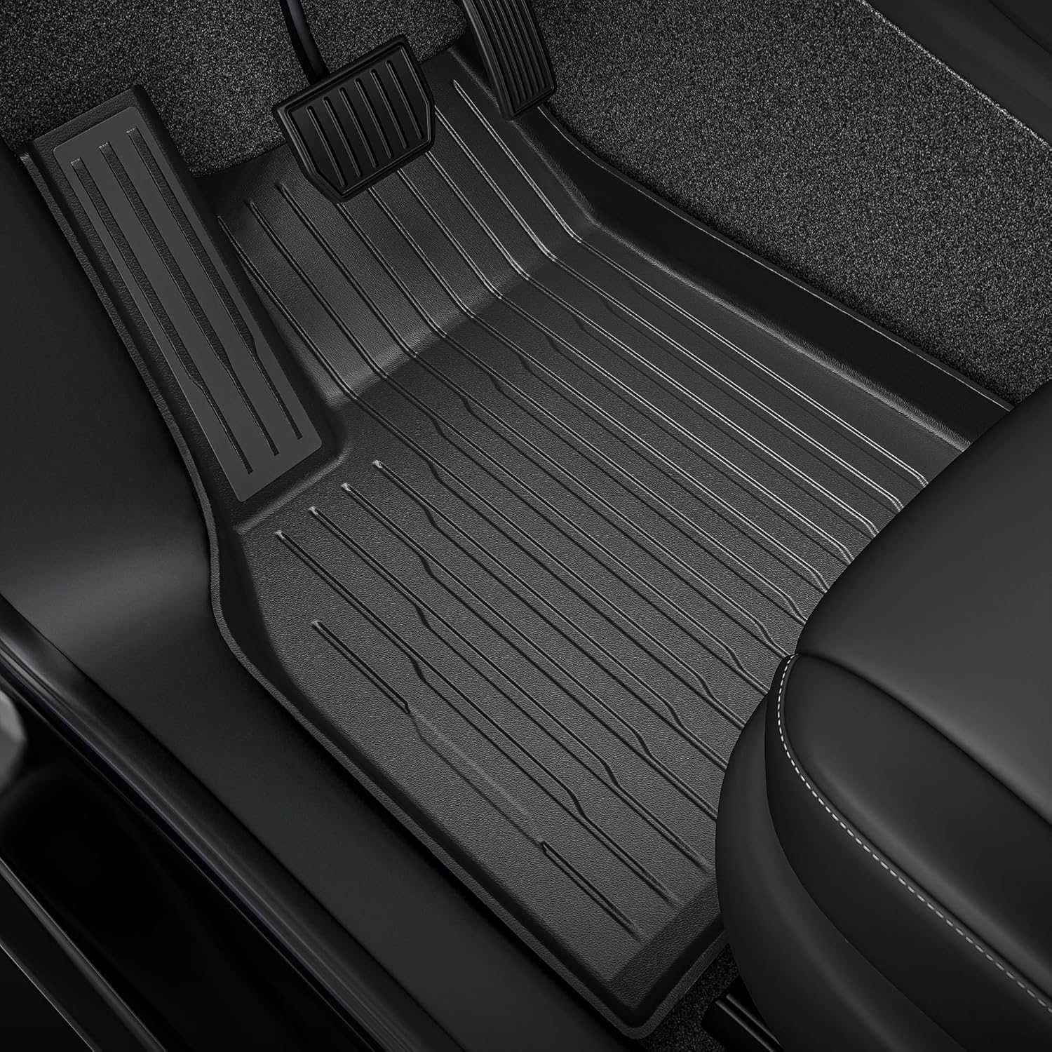 Side view of YITAMOTOR 9-Piece All-Weather Floor Mat Set for Tesla Model Y (5-Seater) - Full TPE Interior Protection