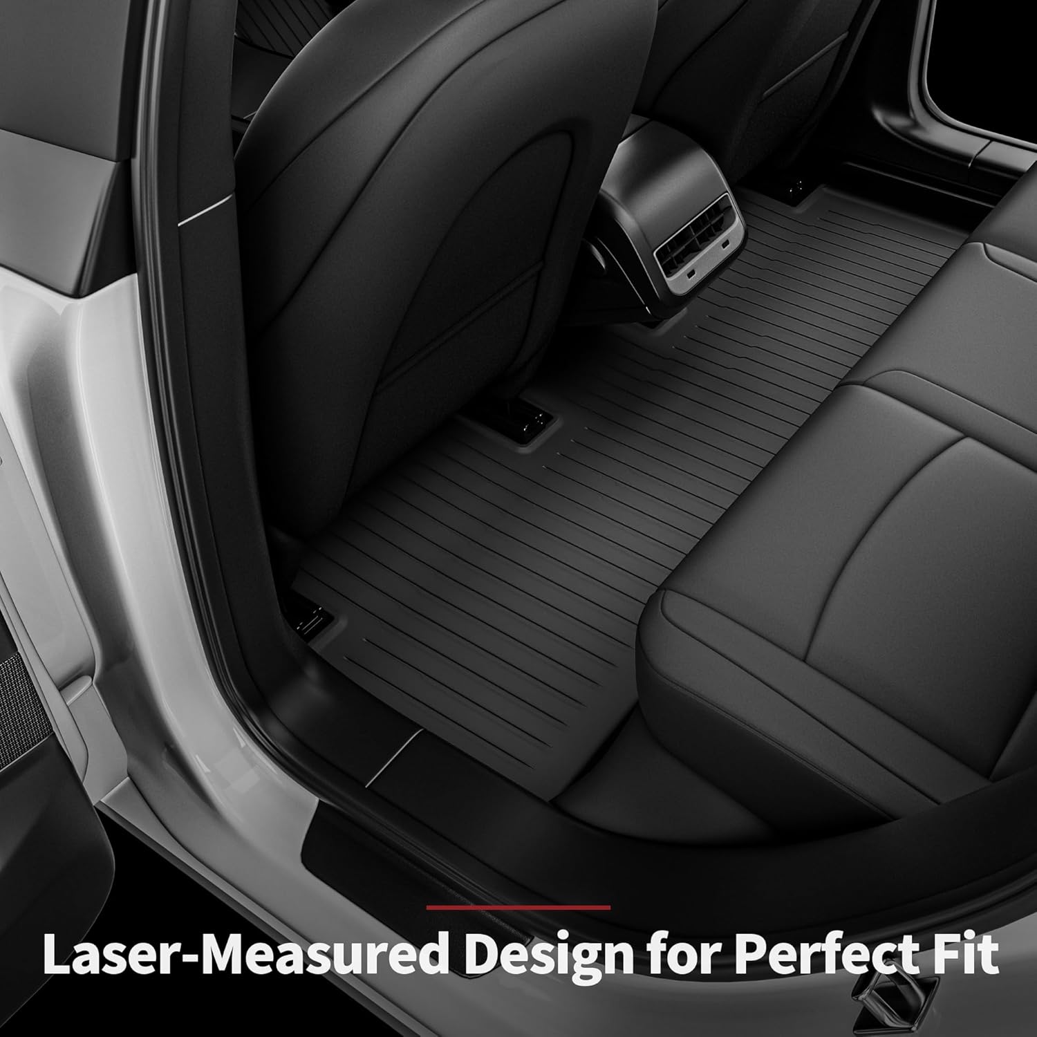 Side view of YITAMOTOR 9-Piece All-Weather Floor Mat Set for Tesla Model Y (5-Seater) - Full TPE Interior Protection