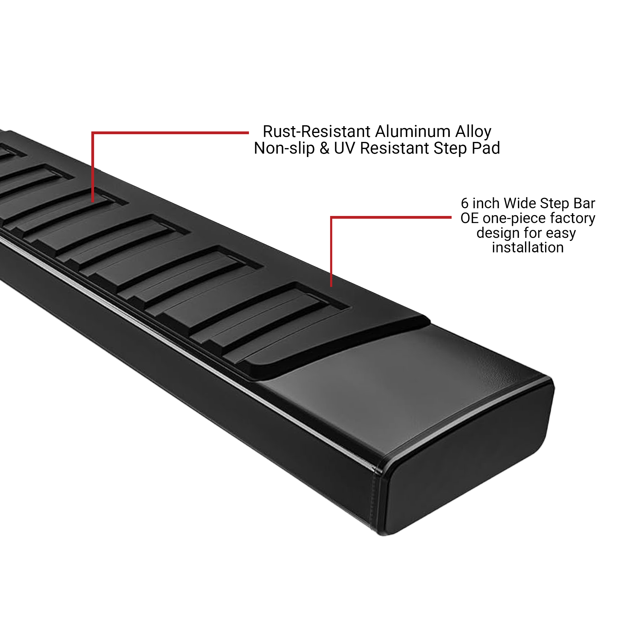 Side view of YITAMOTOR® Running Boards for 19-26 Silverado/Sierra 1500 Crew Cab 6" Nerf Bars Side Steps