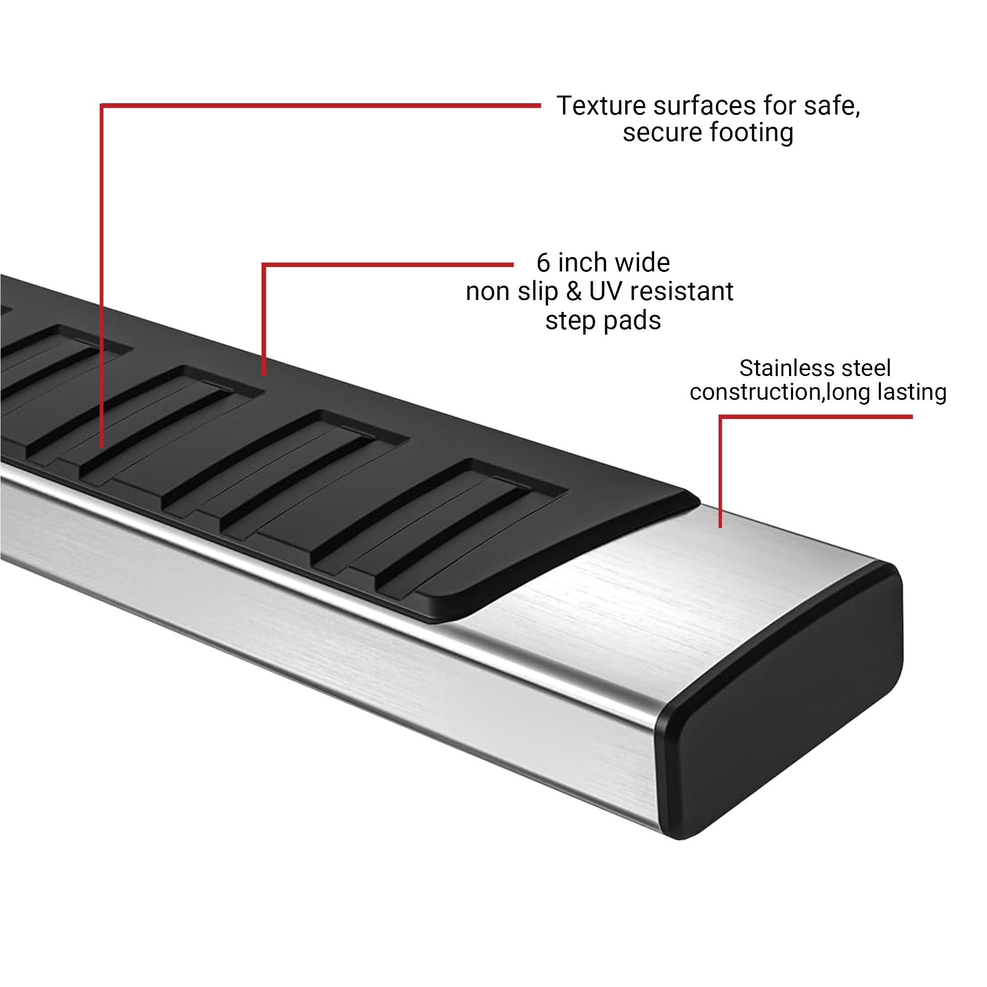 Side view of YITAMOTOR® 2019-2026 Dodge Ram 1500 Crew Cab New Body Style 6'' Running Board Side Steps