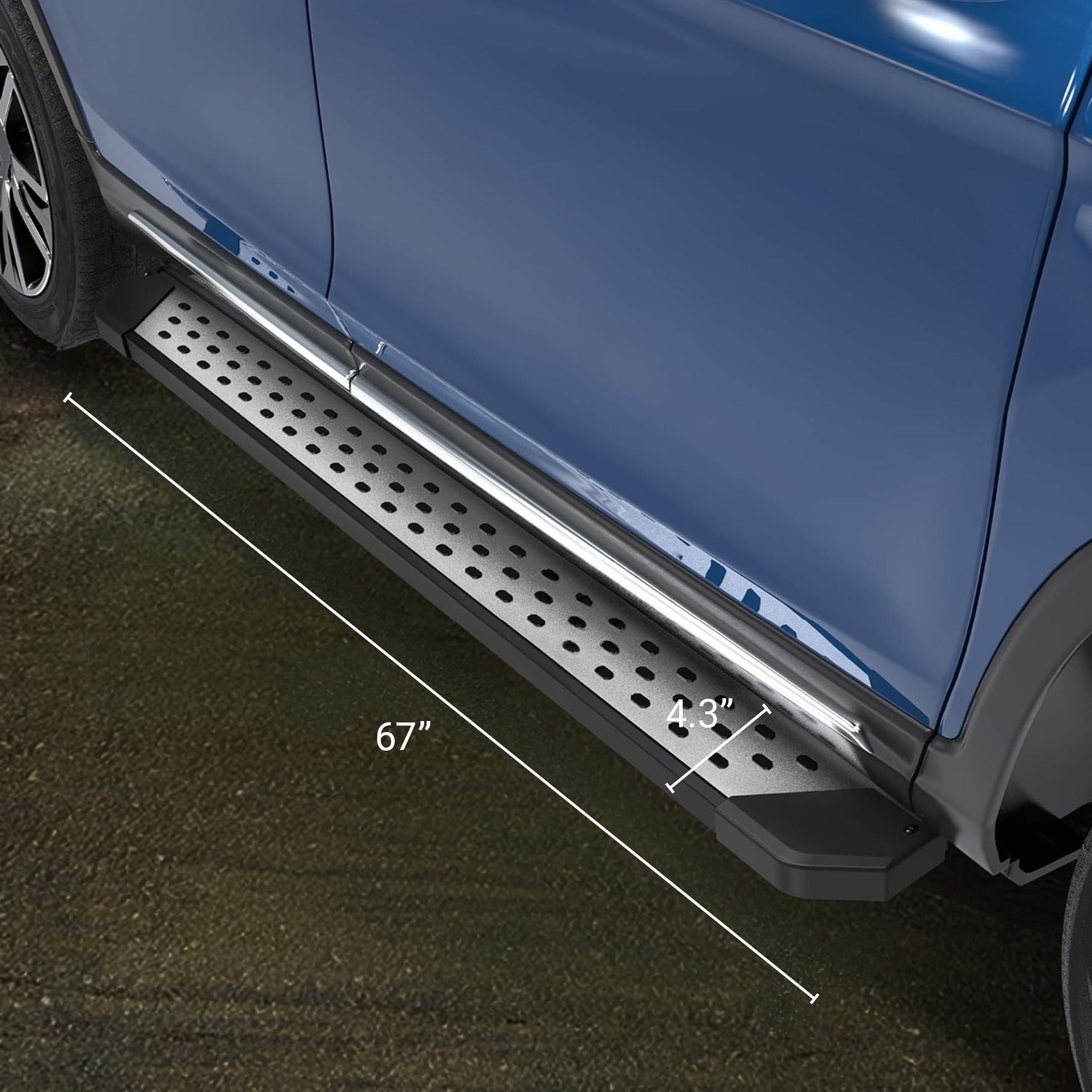 Side view of YITAMOTOR® 2016-2022 Honda Pilot SUV Running Boards Aluminum Side Steps Nerf Bars Step Rails OE Style