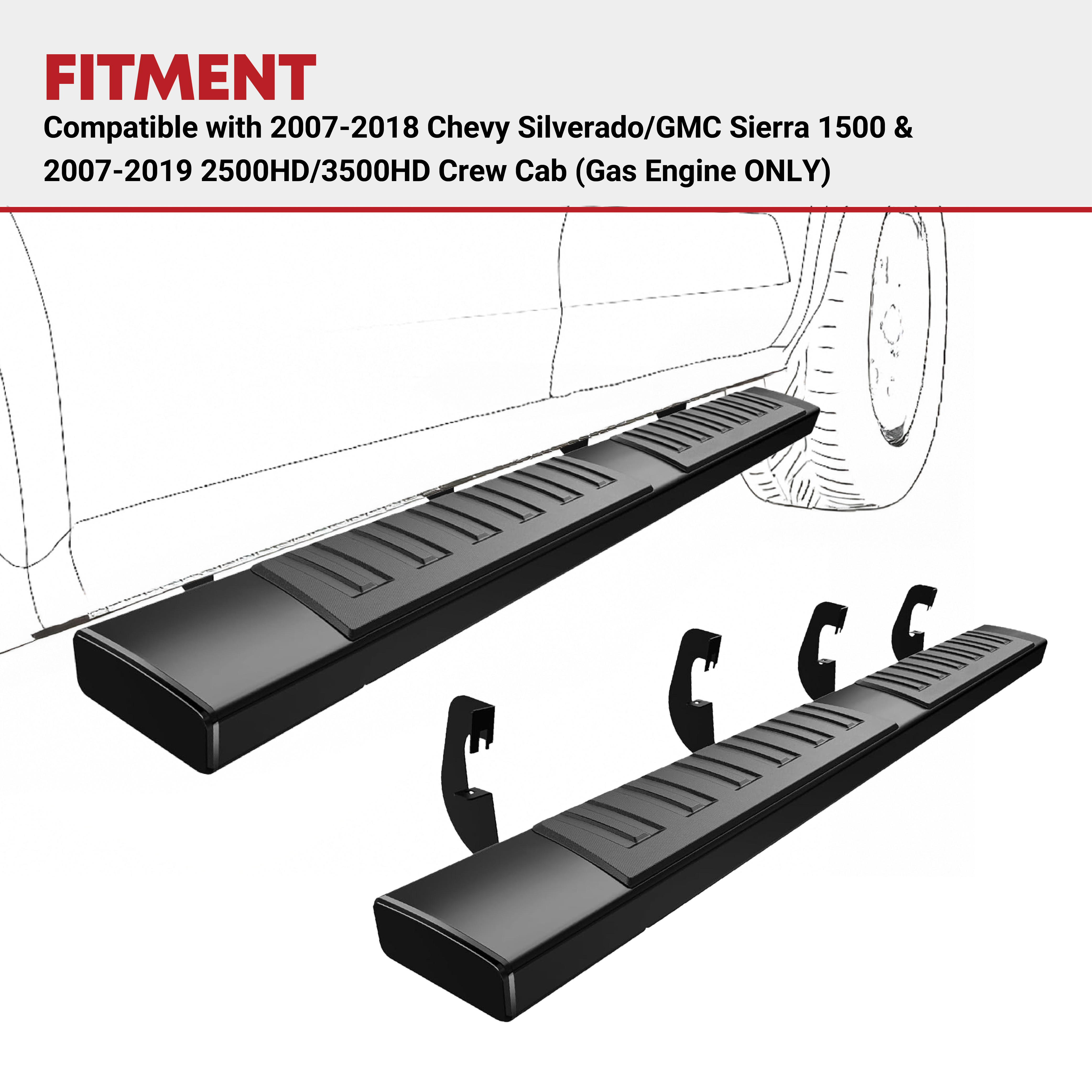 thumbnail image 2 of TAC Arrow Side Steps Running Boards Compatible With 2007-2018 Chevy 2 of 14