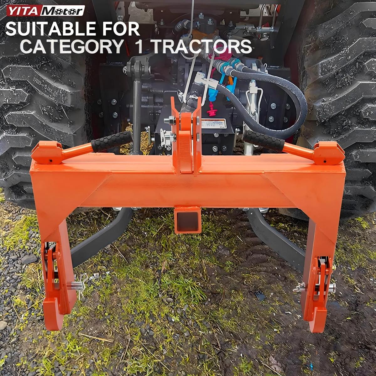 Side view of YITAMOTOR® 3 Point Quick Hitch Adapter For Category 1 W/ Adjustable Bolt Tractor 3000lb