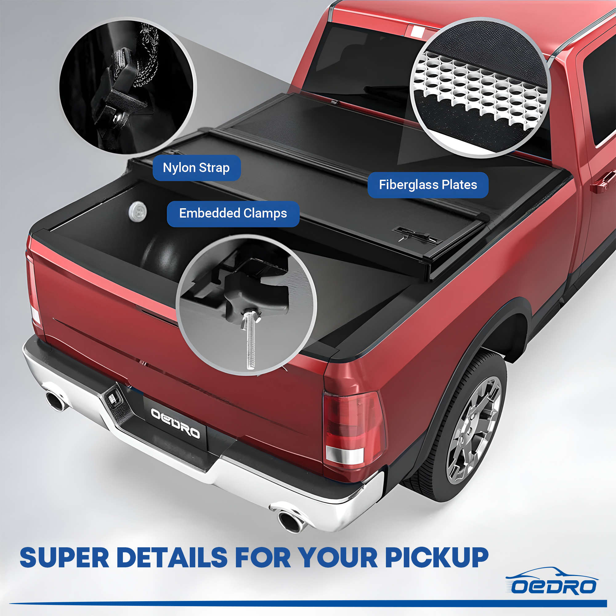 VEVOR Soft Tri-Fold Tonneau Cover For 2016-2023 Toyota Tacoma 5ft Bed (w/ Rail System) - Waterproof Folding Truck Bed Cover