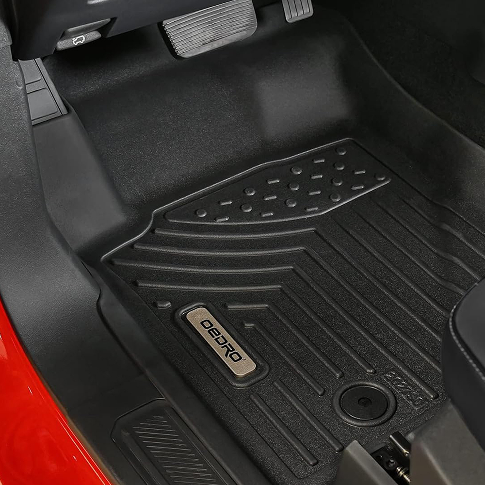 Side view of OEDRO Floor Mats for 2018-2023 Hyundai Kona (NO Electric Models), Black TPE All-Weather Full Set Floor Liners