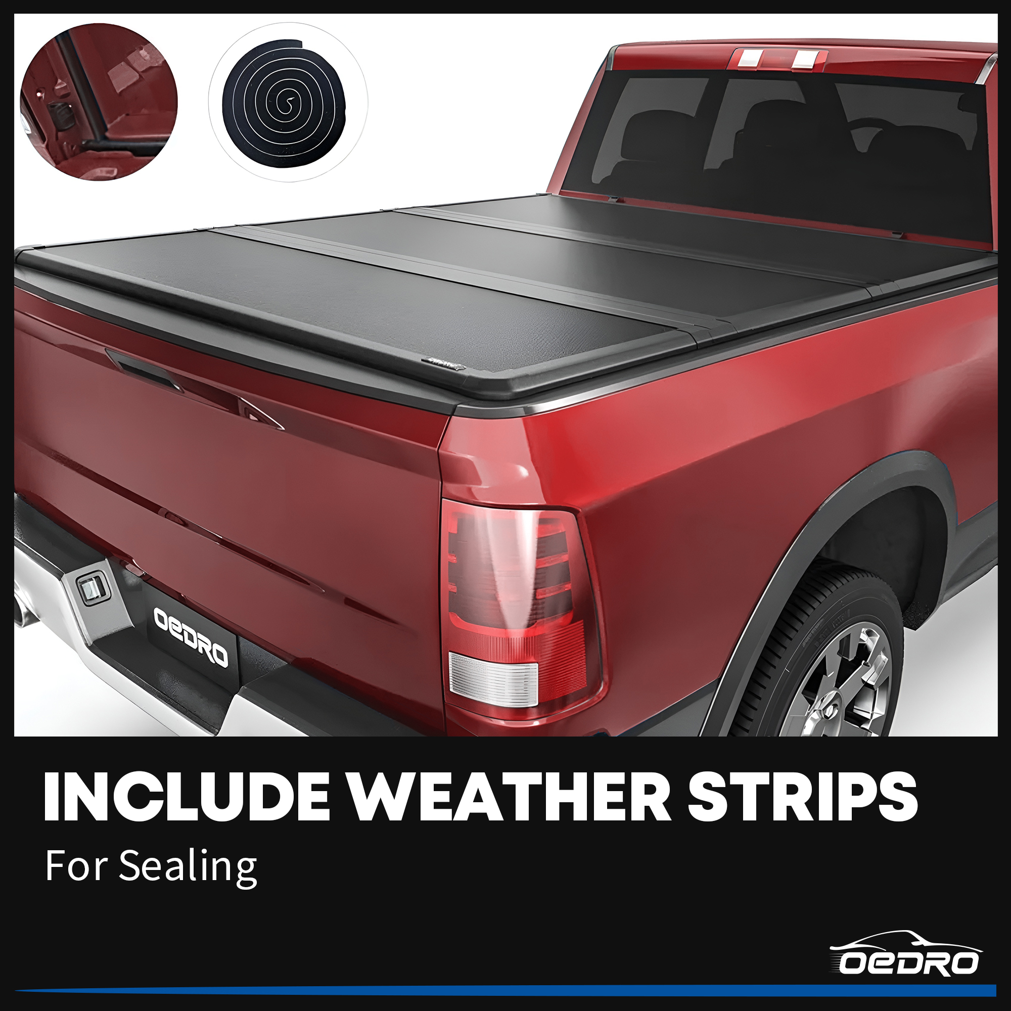 5FT Hard Tri-Fold Tonneau Cover For 2016-2023 Toyota Tacoma – Matte Black W/ LED Lights - View #4