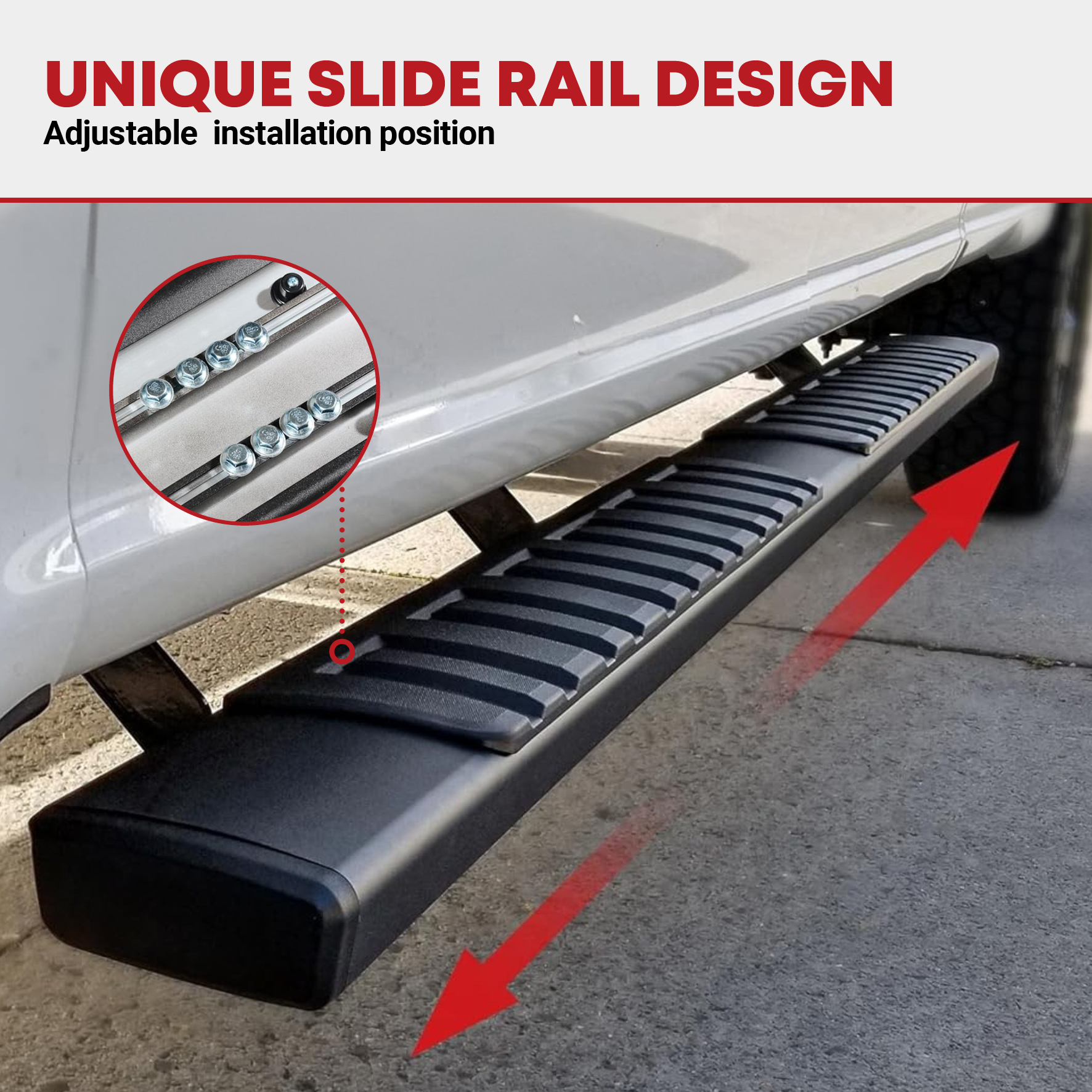 Side view of YITAMOTOR® 2007-2018 Chevy Silverado/GMC Sierra 1500, 2007-2019 2500HD 3500HD Double Cab Running Boards Side Steps