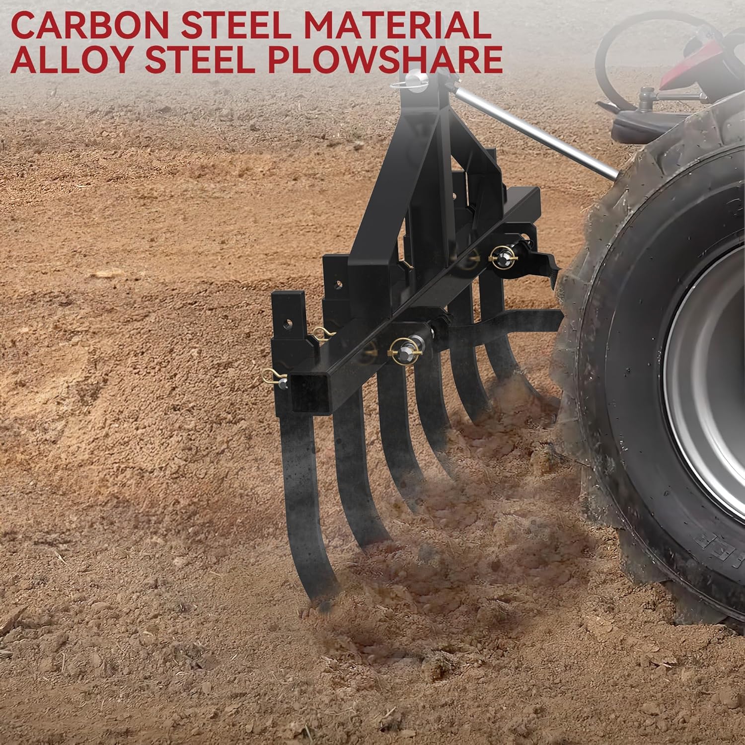 Side view of YITAMOTOR® Detachable Scarifier Cultivator W/ 6 Shank & Mount Brackets for CAT-0 & Cat 1