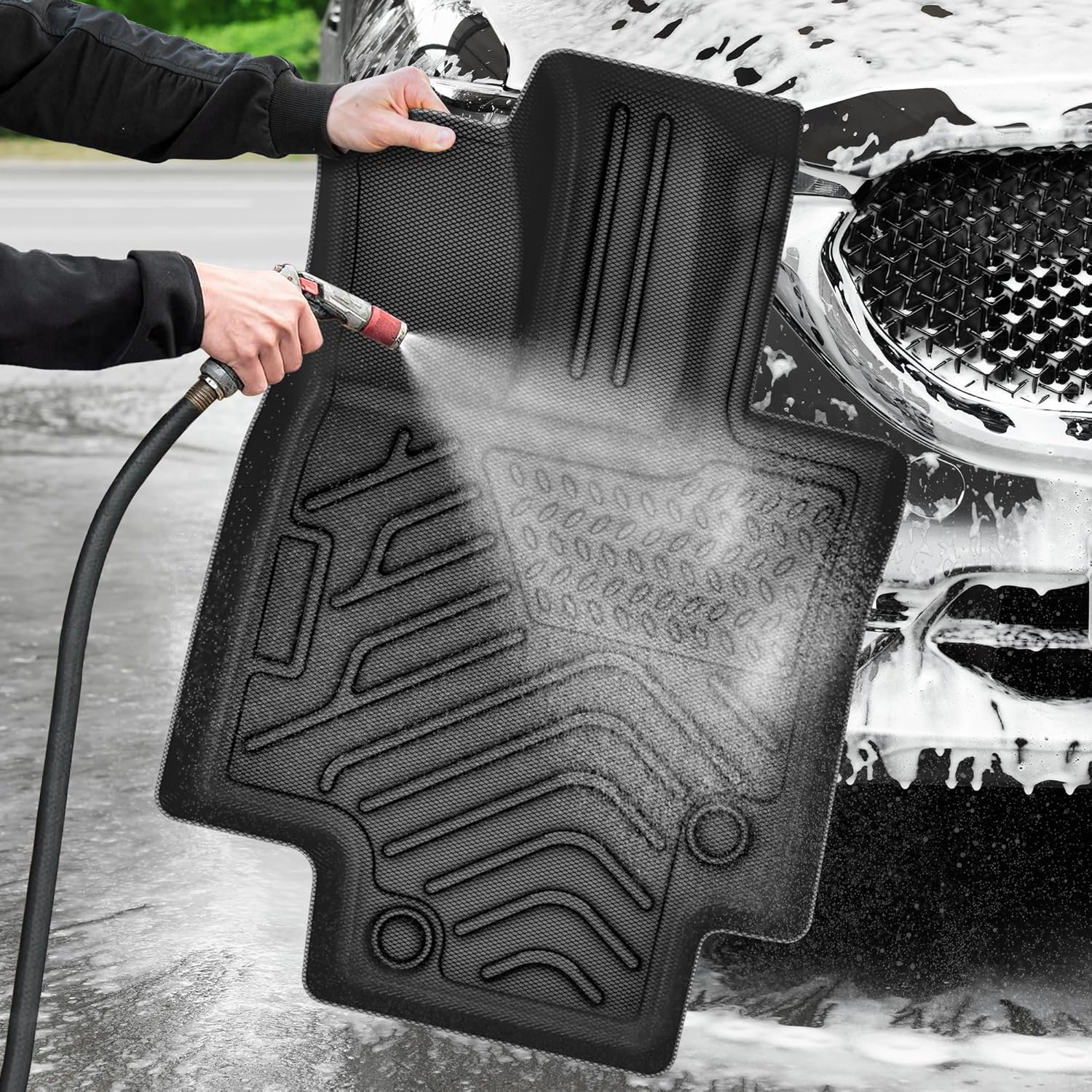 Side view of YITAMOTOR All-Weather Floor & Cargo Mats for 2022-2025 Jeep Grand Cherokee (Incl. 4XE) – Full Set TPE Liners