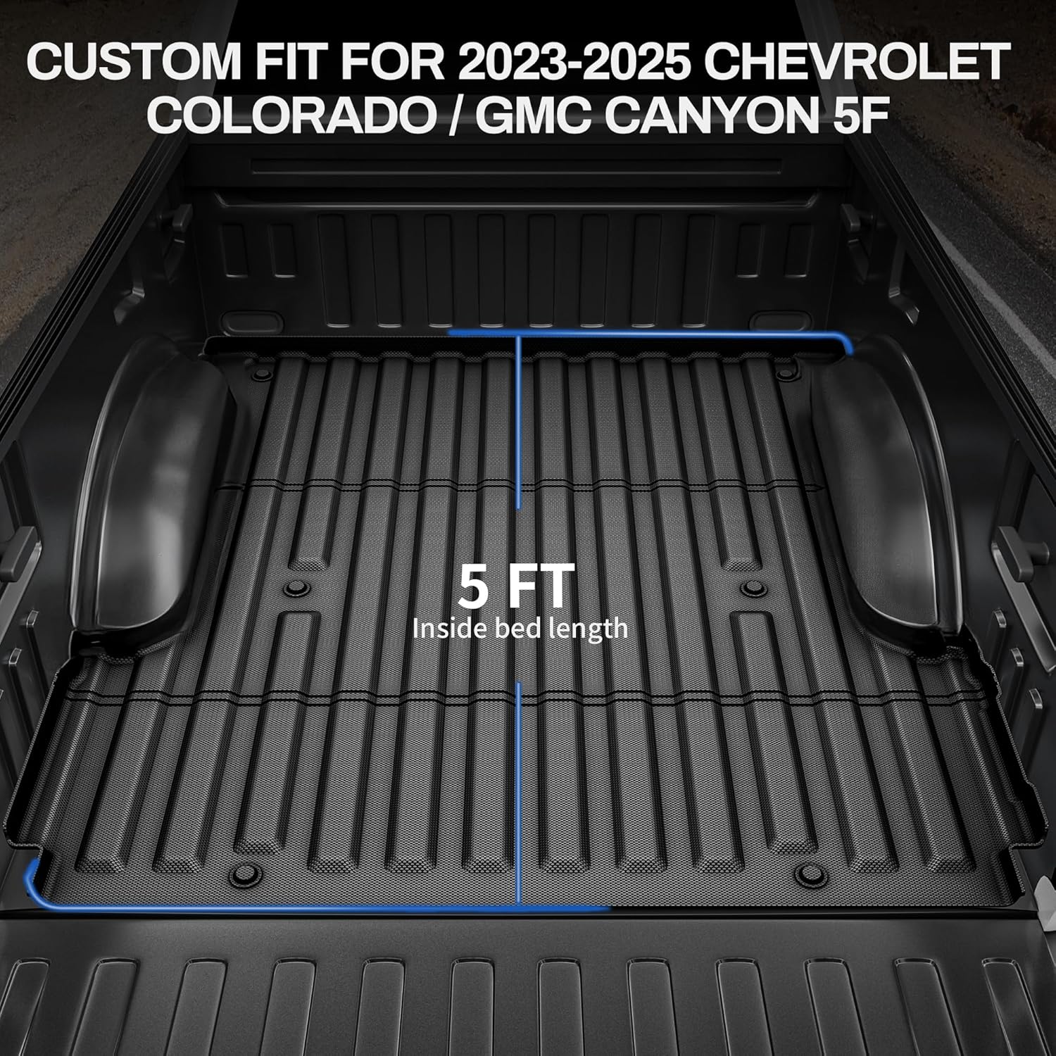 Side view of YITAMOTOR Heavy-Duty Bed Mat for 2023-2026 Chevy Colorado/GMC Canyon 5FT – TPE All-Weather Protection