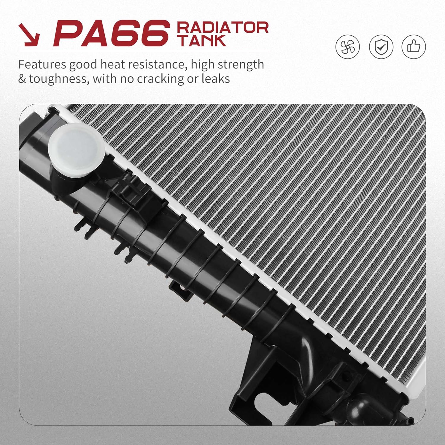 Side view of YITAMOTOR Aluminum Radiator - Direct Fit for 02-08 Dodge Ram 1500/2500/3500 | 3.7L to 5.9L V6 V8