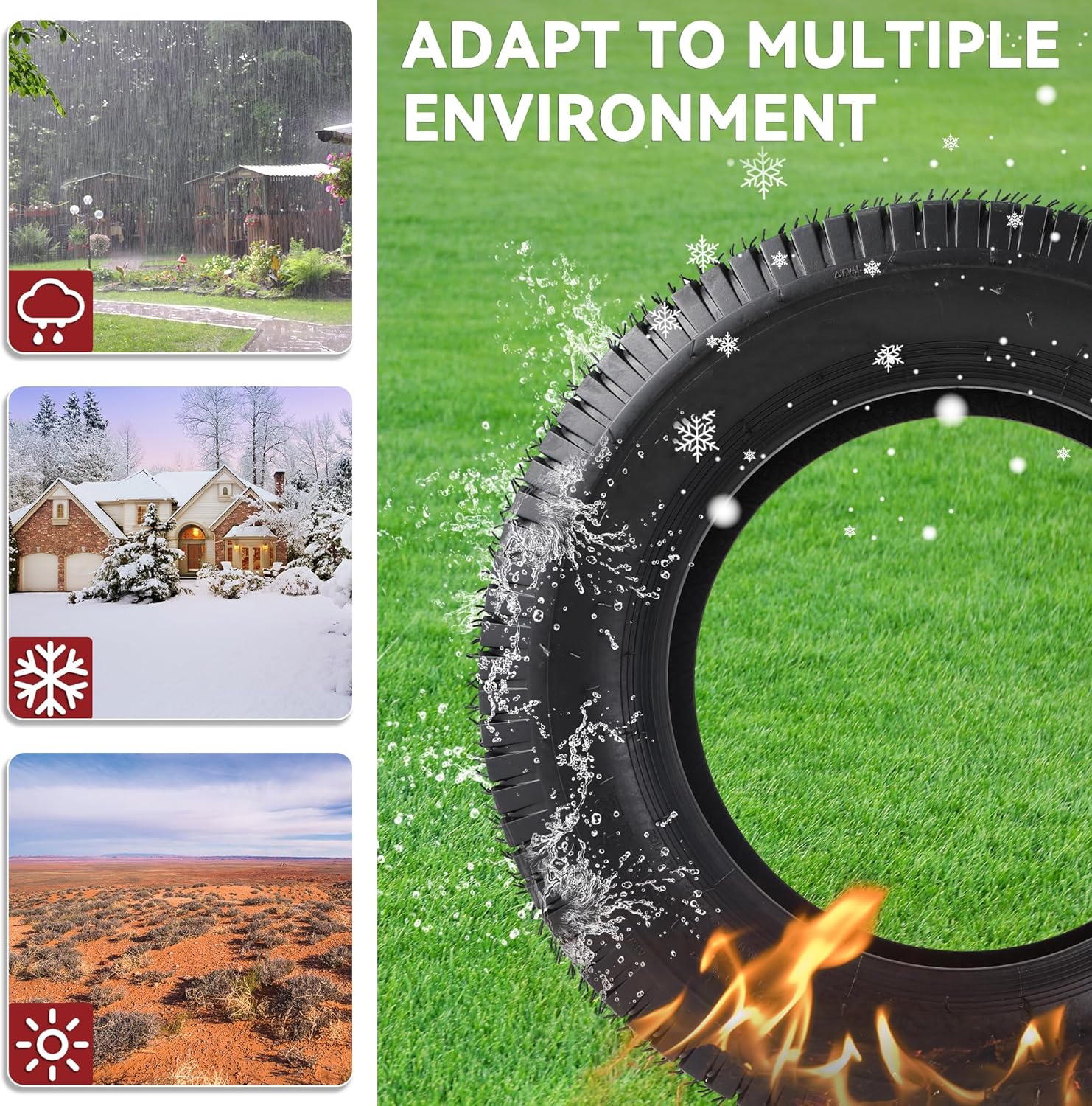 Side view of YITAMOTOR 22x9.5-12 4-Ply Lawn Mower Tires - Set of 2 for Tractors, Golf Carts & Outdoor Equipment