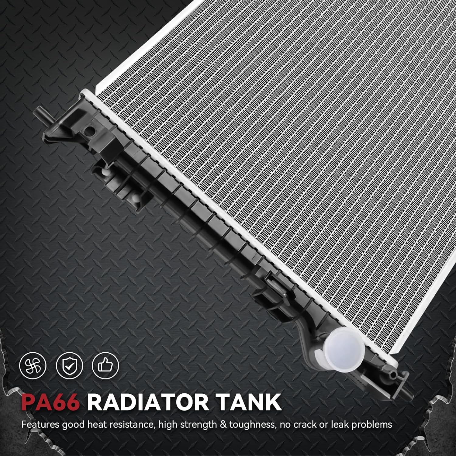 Side view of YITAMOTOR Aluminum Radiator - Direct Fit for 00-05 Buick Regal/Century, Chevy Impala/Monte Carlo | 3.1L 3.4L 3.8L V6