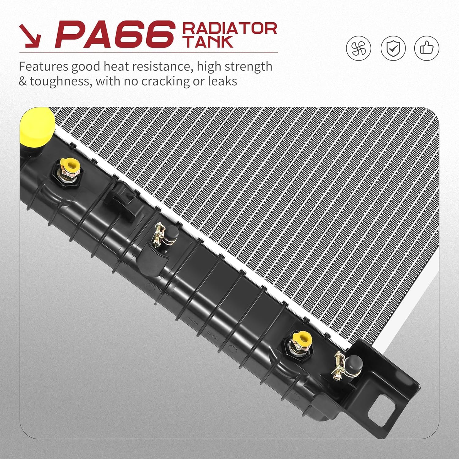 Side view of YITAMOTOR 28" Core Aluminum Radiator - Direct Fit for 99-06 GM Trucks/SUVs | 4.3L to 6.0L V8 Compatible