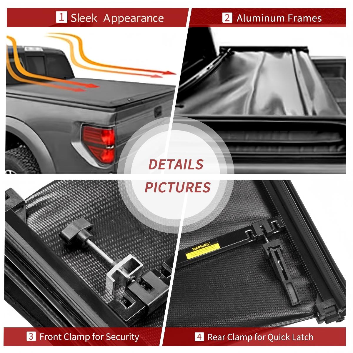 Side view of YITAMOTOR® Soft Tri-fold Truck Bed Tonneau Cover Compatible with 2019-2024 Ford Ranger 5 ft Bed