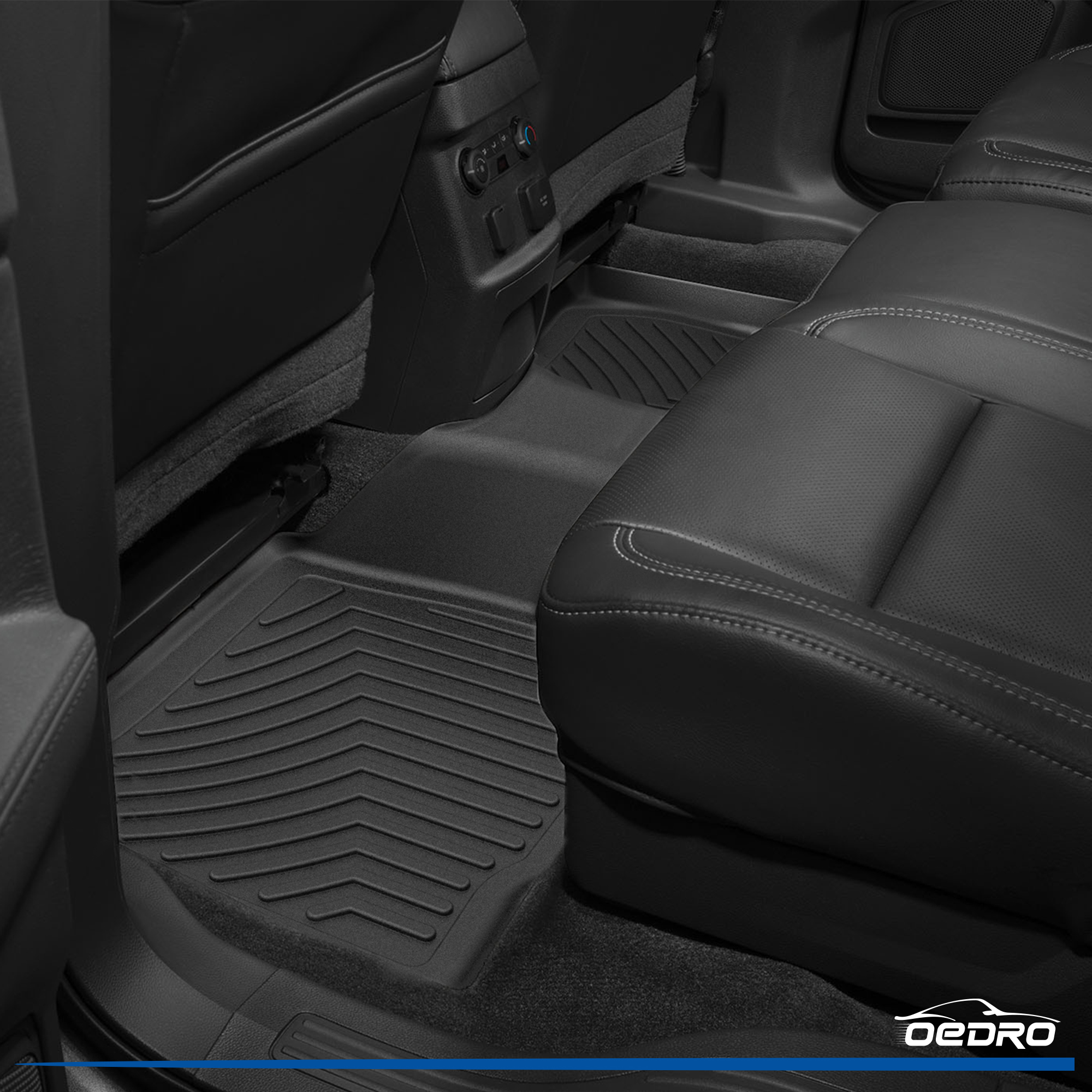 Side view of OEDRO Floor Mats Liner for 2015-2025 Ford F150 SuperCab/ Extended Cab, 1st Row Bench Seat, Black TPE All-Weather Guard