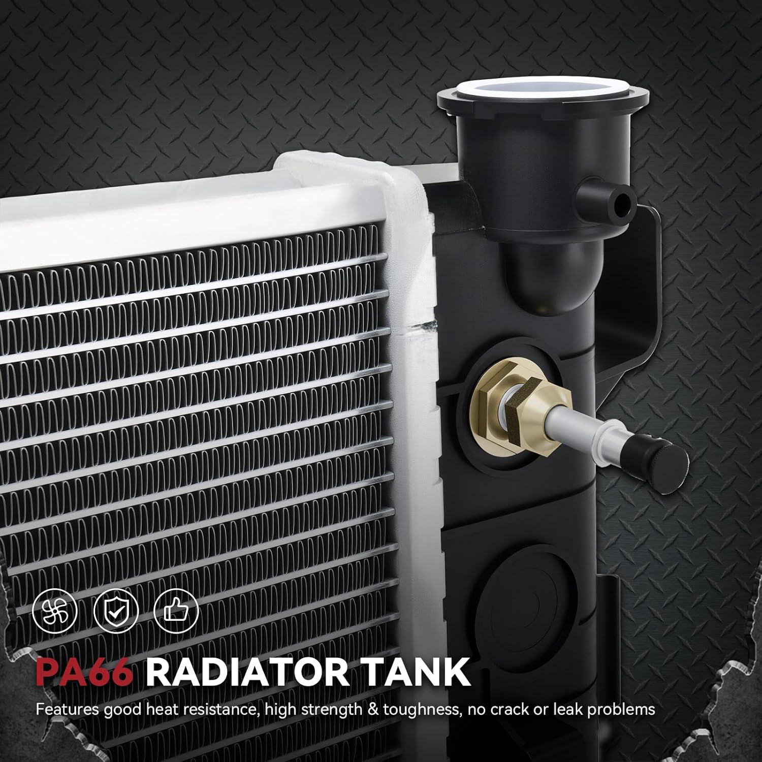 Side view of YITAMOTOR Heavy-Duty Radiator - Direct Fit for 1994-2001 Dodge Ram 1500/2500/3500 | 3.9L-5.9L V6 V8