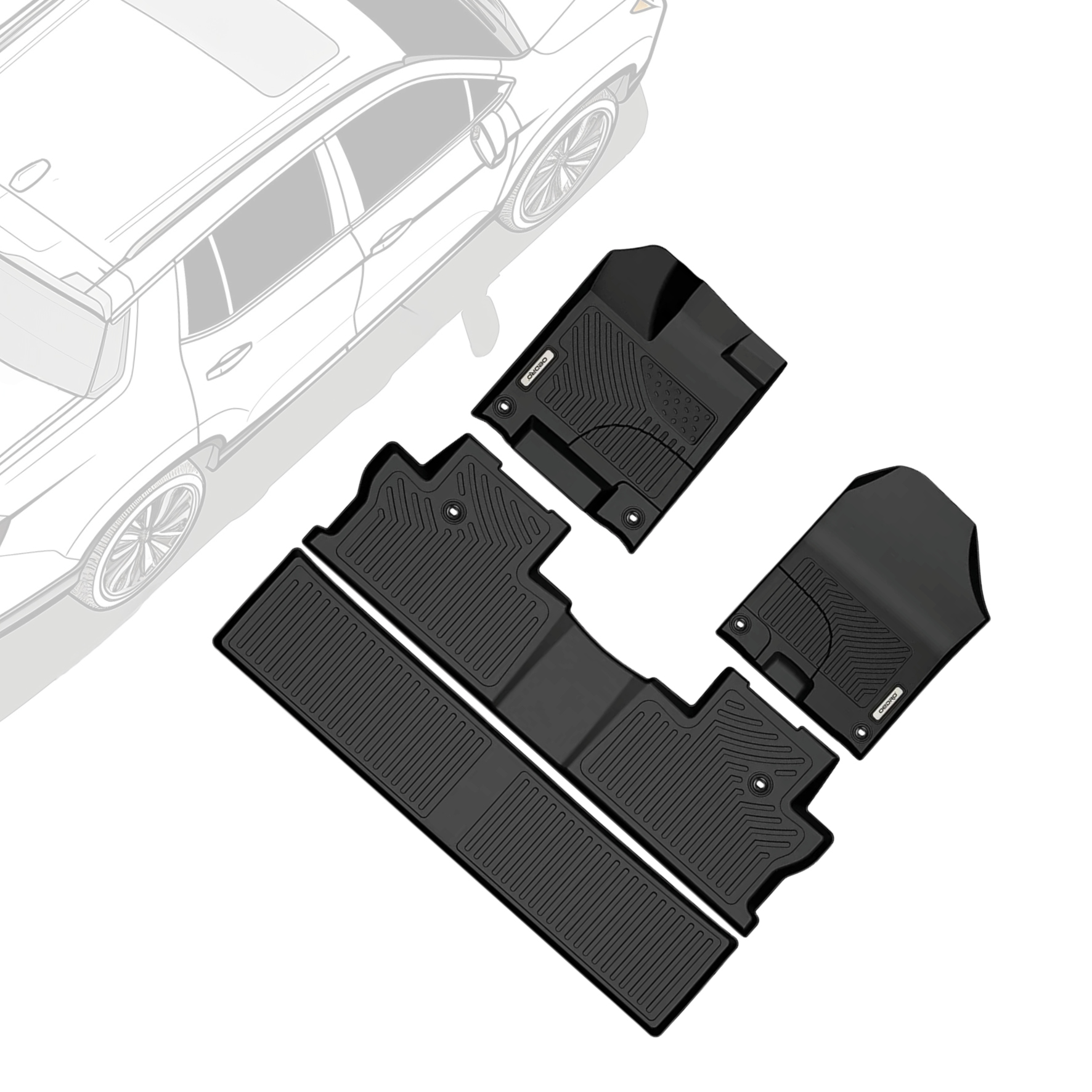 Side view of OEDRO Floor Mats for 2017-2025 Honda Ridgeline Crew Cab, All-Weather Guard 3 Row Liner Set