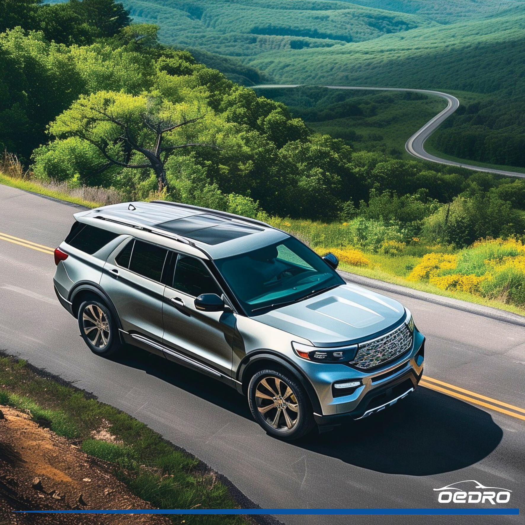 Side view of OEDRO Floor Mats Fit for 2015-2019 Ford Explorer Without 2nd Row Center Console,7 Seaters Only TPE All Weather Car Mats Accessories Includes 1st 2nd a