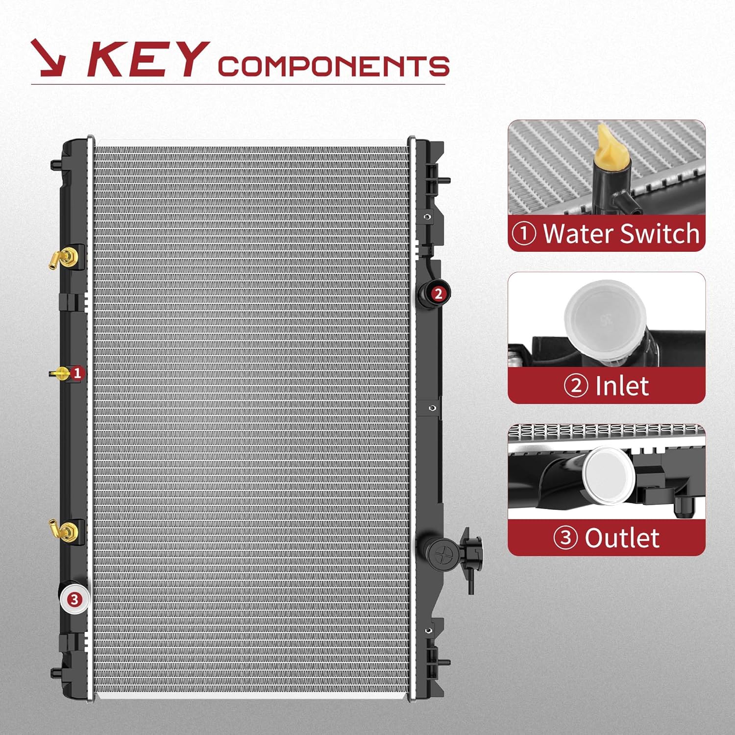 Side view of YITAMOTOR Aluminum Radiator - Direct Fit for 2002-2006 Toyota Camry 2.4L L4 Engine