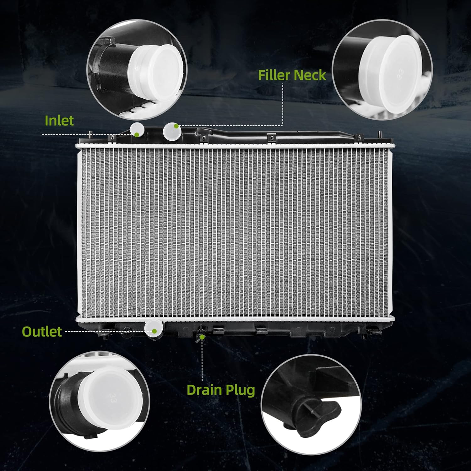 Side view of YITAMOTOR Performance Aluminum Radiator - Compatible with Select Honda Civic Models | ENG K/R18 Series