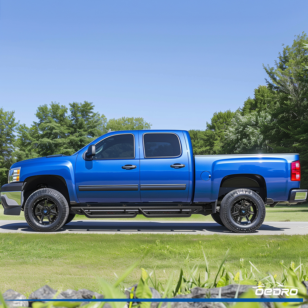 Side view of OEDRO 6'' Running Boards for 2007-2018 Silverado/Sierra 1500 Crew Cab & 2007-2019 2500/3500HD(Incl. Diesel Model)