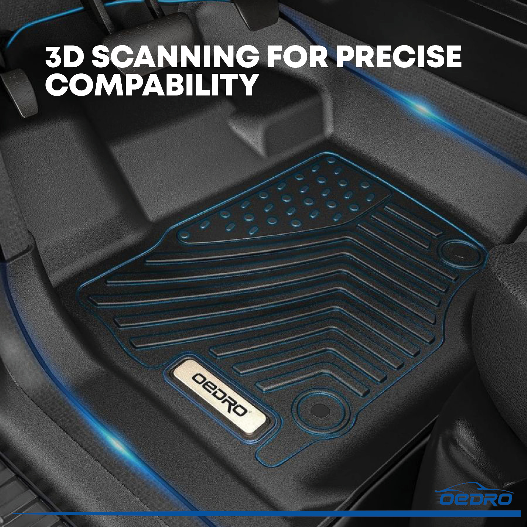 Side view of OEDRO Floor Mats for 2017-2025 Honda Ridgeline Crew Cab, All-Weather Guard 3 Row Liner Set