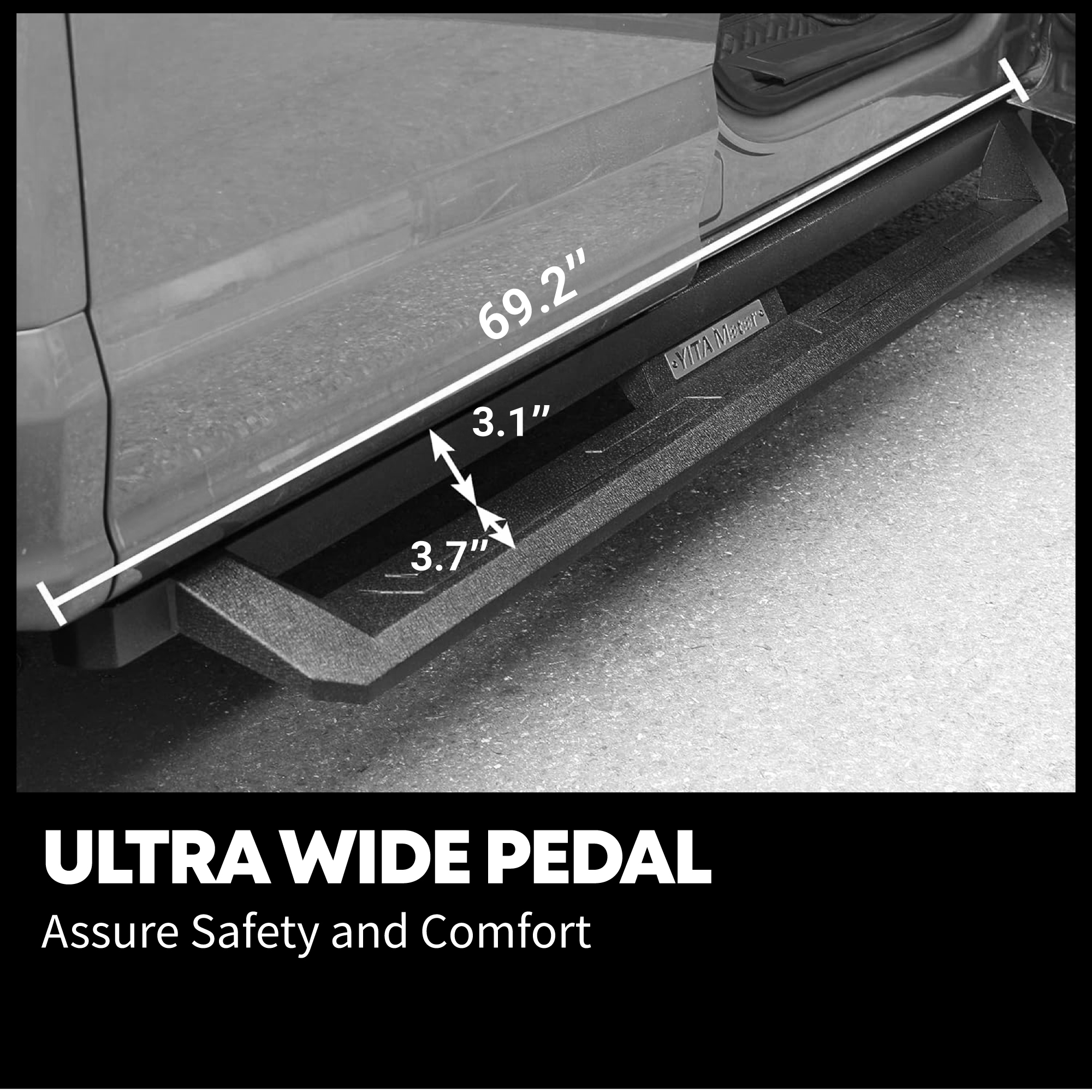 Side view of YITAMOTOR® 2021-2026 Ford Bronco 4 Door Running Boards, Off-Road Side Steps