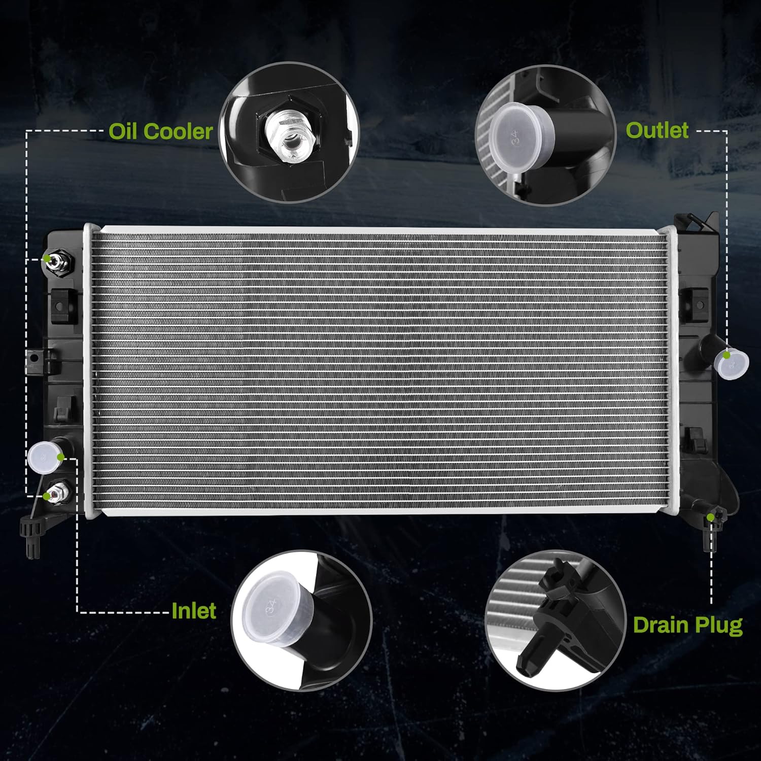 Side view of YITAMOTOR Aluminum Radiator - Direct Fit for 2005-2011 GM Sedans | 3.5L 3.9L 5.3L V6 V8 Compatible