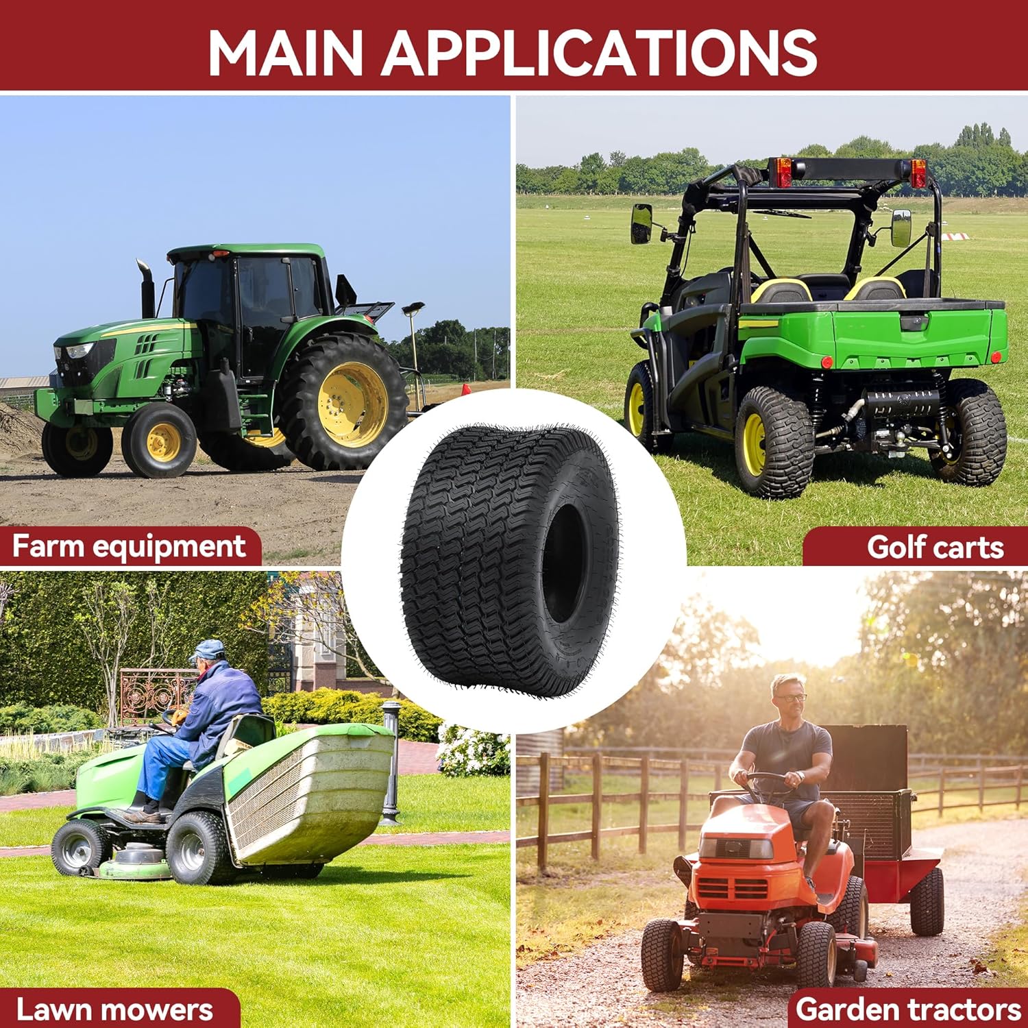 Side view of YITAMOTOR 20x10-8 4-Ply Lawn Mower Tires - Set of 2 for Tractors, Golf Carts & Outdoor Equipment